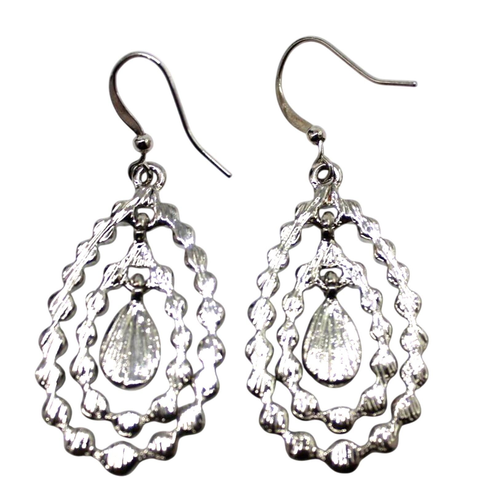Other Elegant Double Hoop Rhinestone Drop Earrings • Aqua Clear Size ONE SIZE - 2 Thumbnail