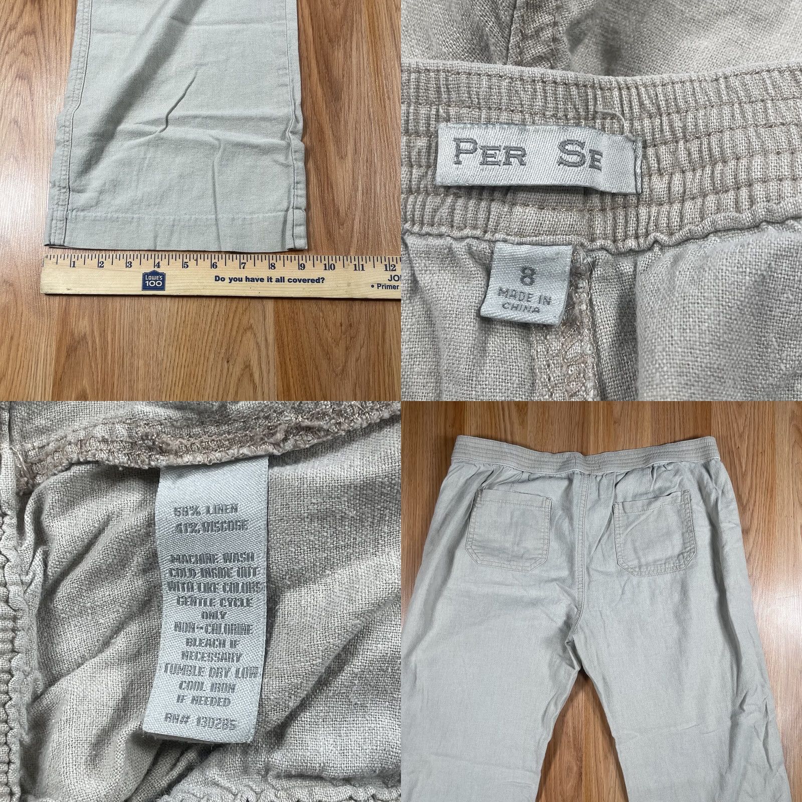 Vintage Per Se Linen Blend Drawstring Wide Leg Casual Pants Womens Size 8 Beige Size 30" / US 8 / IT 44 - 8 Thumbnail