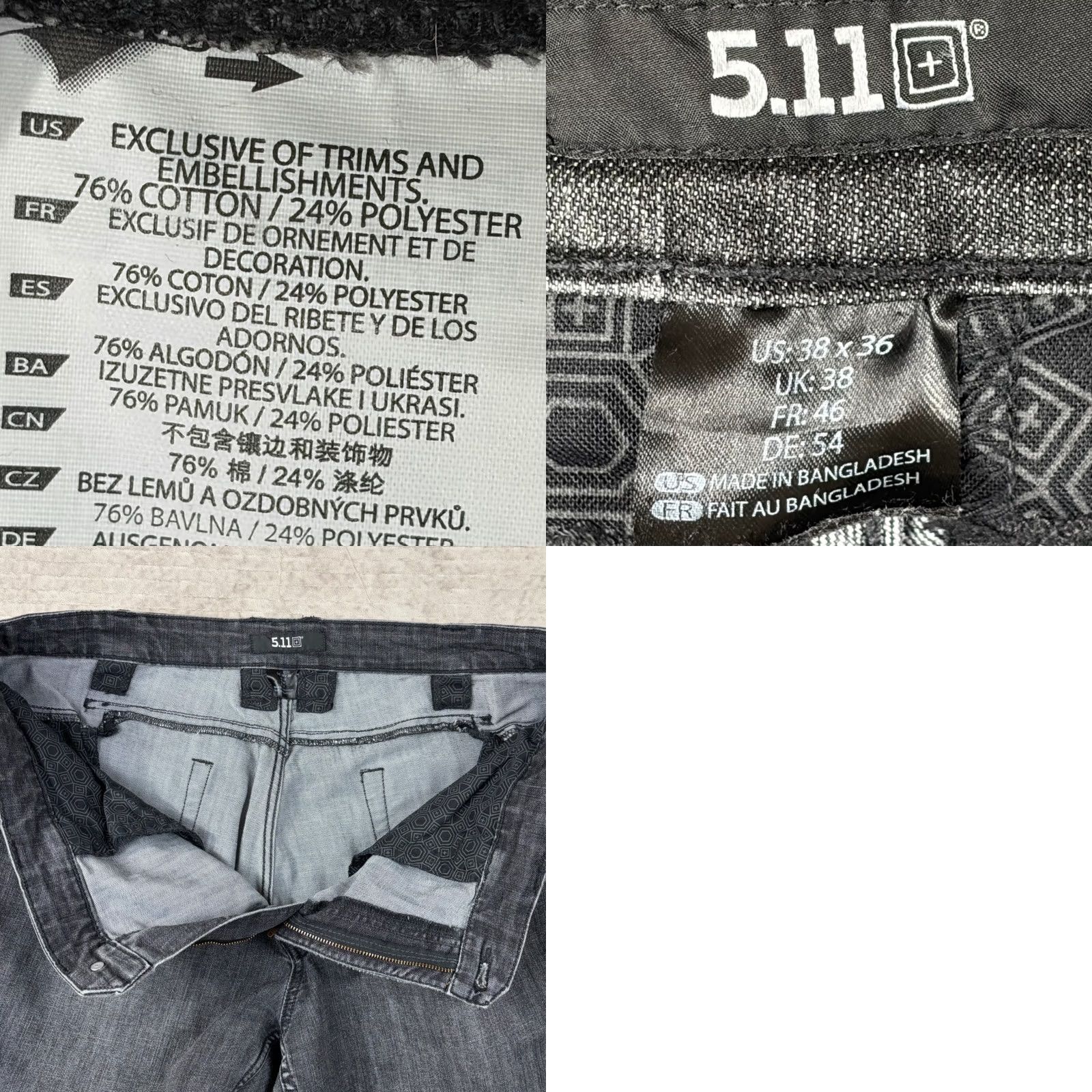 Vintage 5.11 Tactical Defender-Flex Slim Jeans Mens 38x33 Gray Black 74465-150 Denim Slim Jeans Straight Casual Mens Size US 38 / EU 54 - 8 Thumbnail