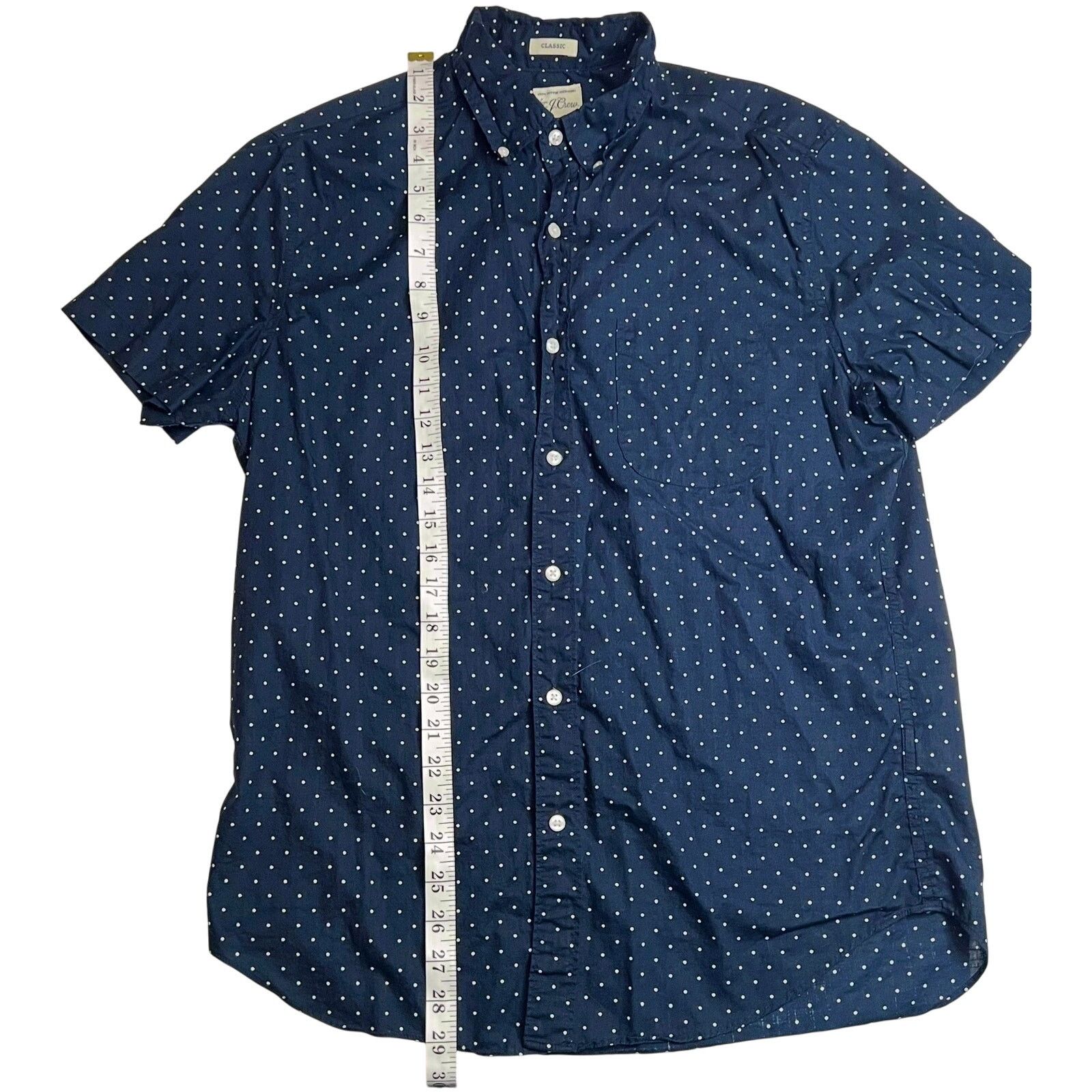 J.Crew J.Crew Classic Fit Polka Dot Short Sleeve Shirt Navy Blue Size US M / EU 48-50 / 2 - 10 Thumbnail
