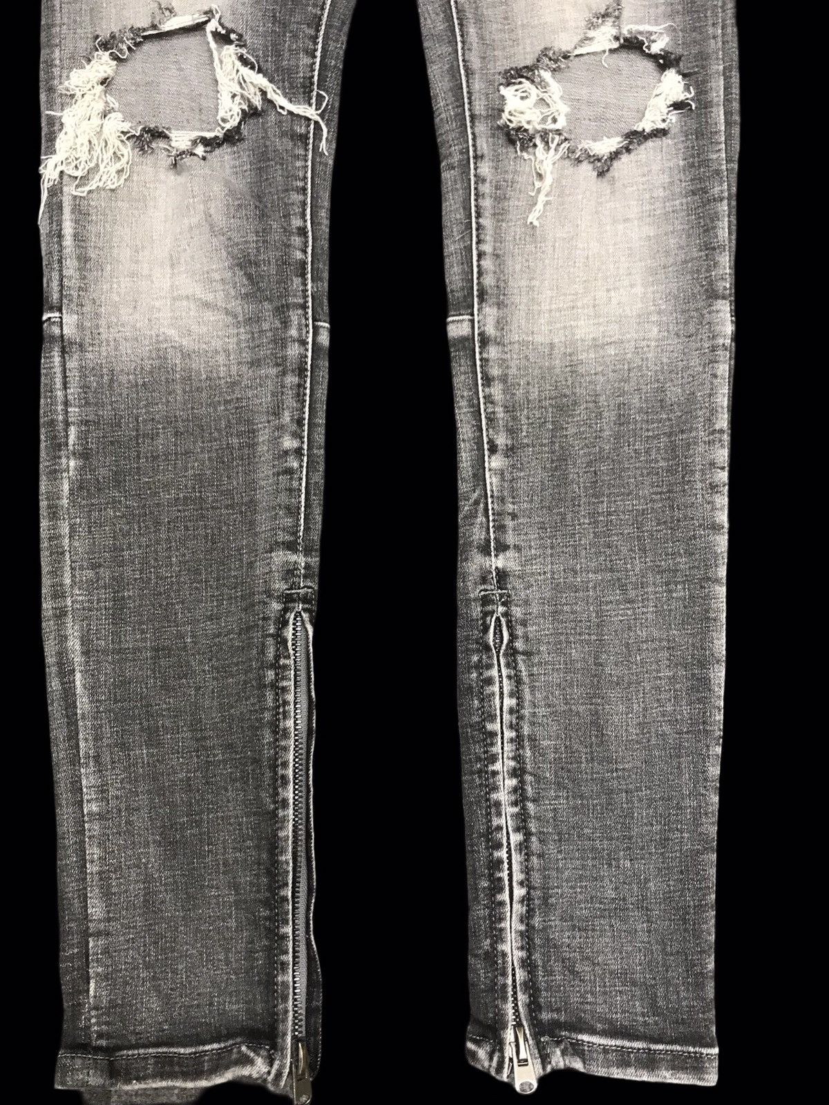 Japanese Brand 💥mnml Black Stone Wash Skinny Distressed Denim F191 Size US 32 / EU 48 - 7 Thumbnail