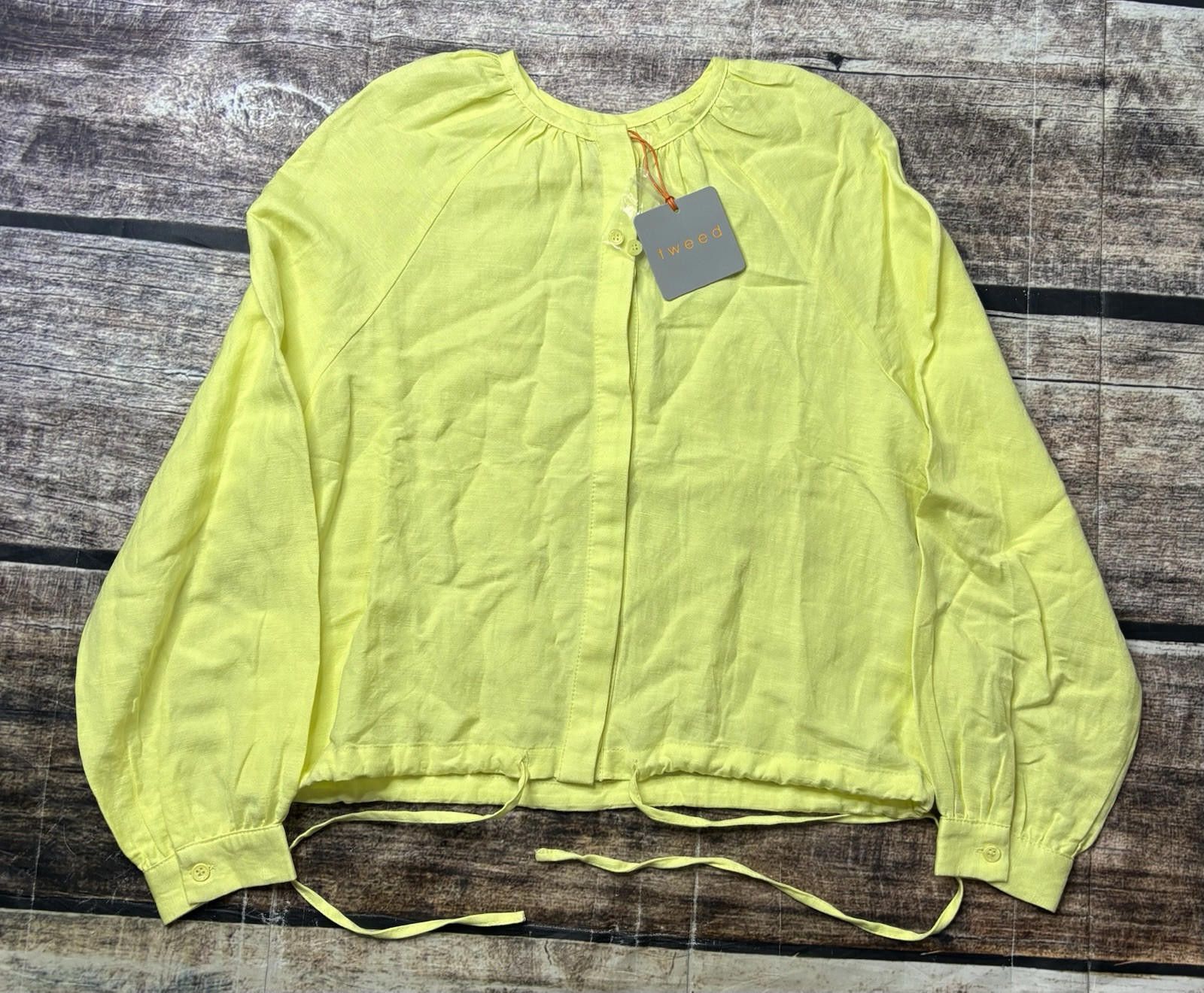 Harris Tweed Tweeds Top Women's Small Linen Drawstring Blouse Balloon Size S / US 4 / IT 40 - 1 Thumbnail