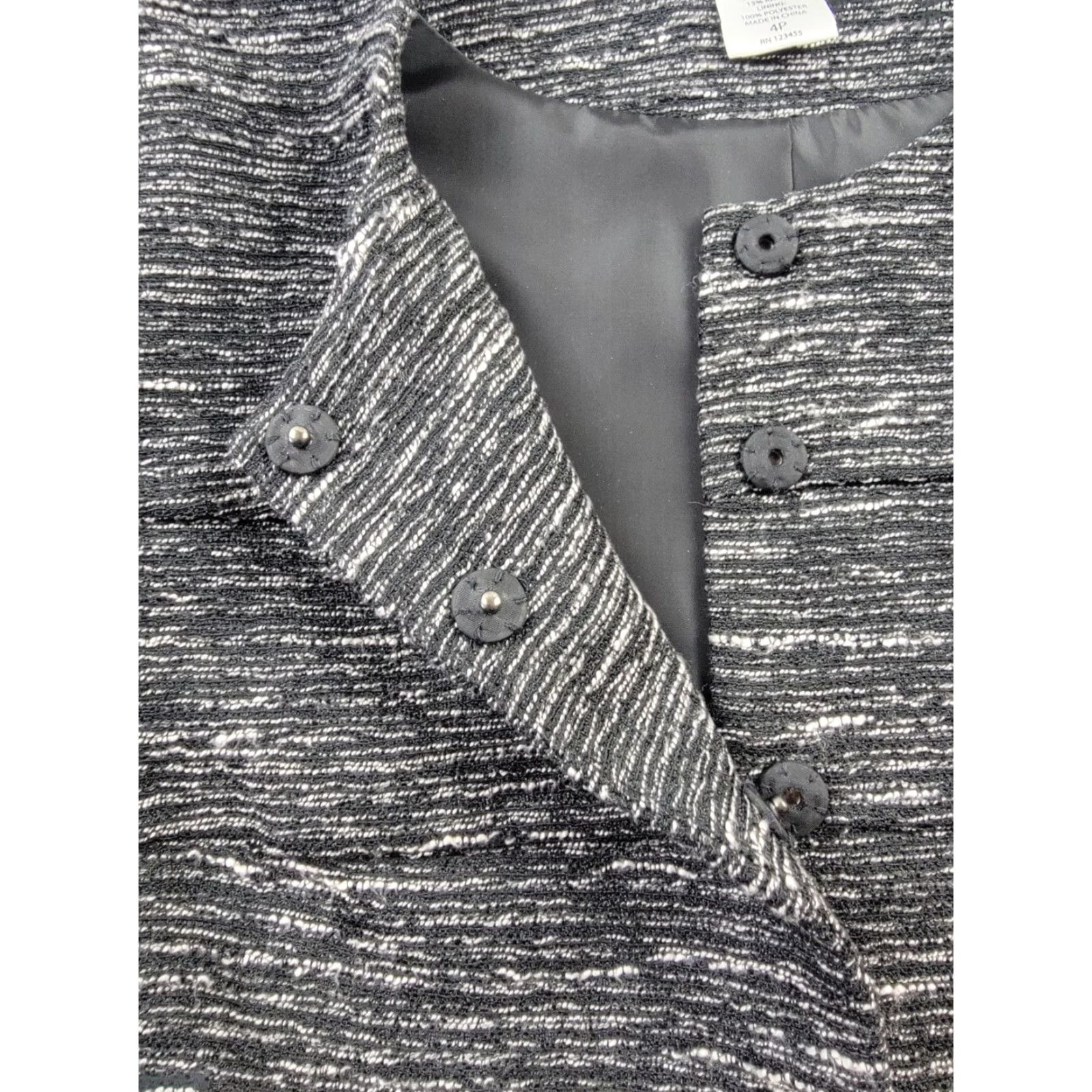 Vintage Kate Hill Blazer Womens 4P Black White Pleated Lined Office Workwear Size S / US 4 / IT 40 - 4 Thumbnail