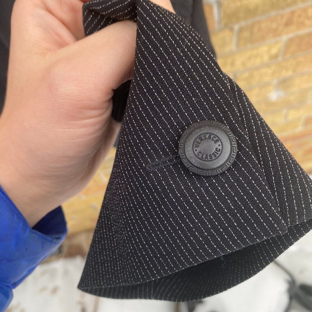 Versace × Vintage Vintage 90s Versace Classic V2 Striped Suit Jacket Size 56 Size 54L - 2 Thumbnail