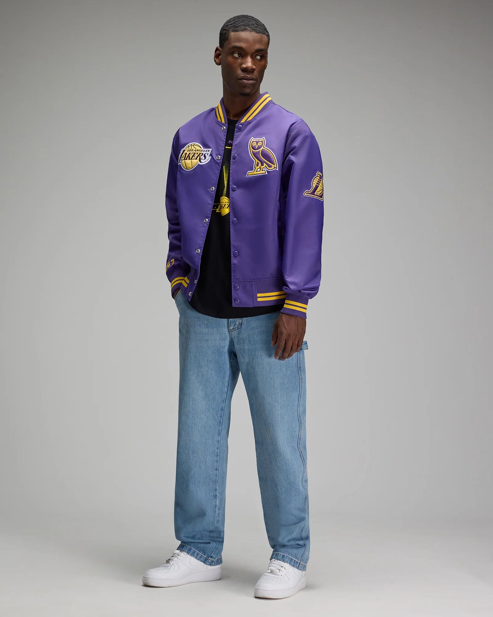 Drake OVO x NBA x NBA LOS ANGELES LAKERS SATIN VARSITY JACKET Size US XL / EU 56 / 4 - 1 Thumbnail
