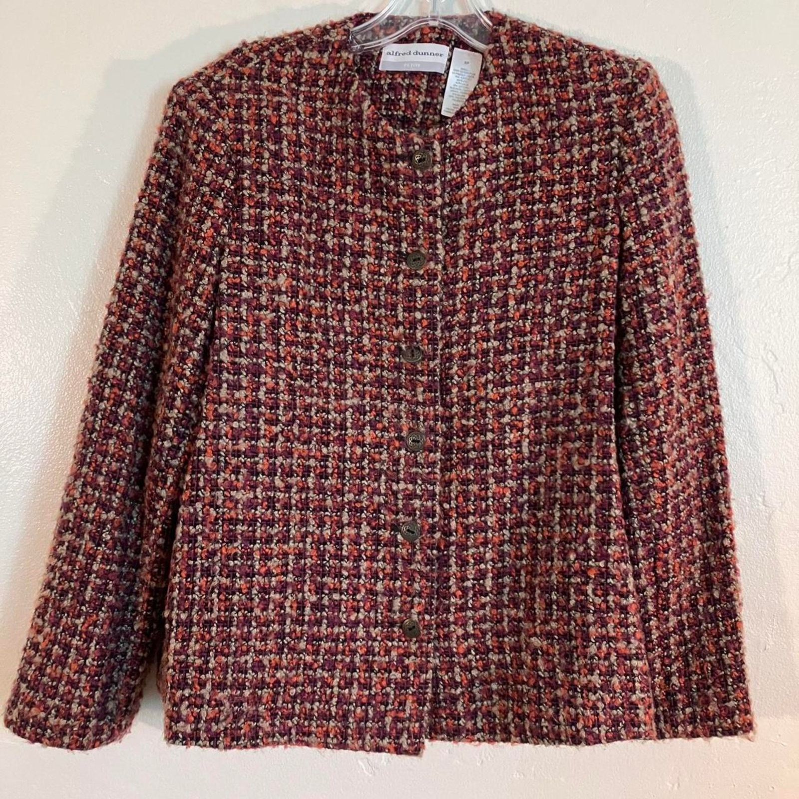 Vintage Alfred Dunner Petite Knitted Tweed Blazer Jacket Size M / US 6-8 / IT 42-44 - 1 Thumbnail