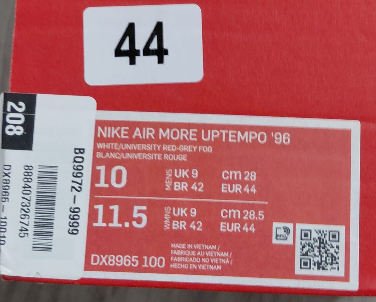 Nike Nike Air More Uptempo '96 White Grey Red Size US 10 / EU 43 - 8 Thumbnail