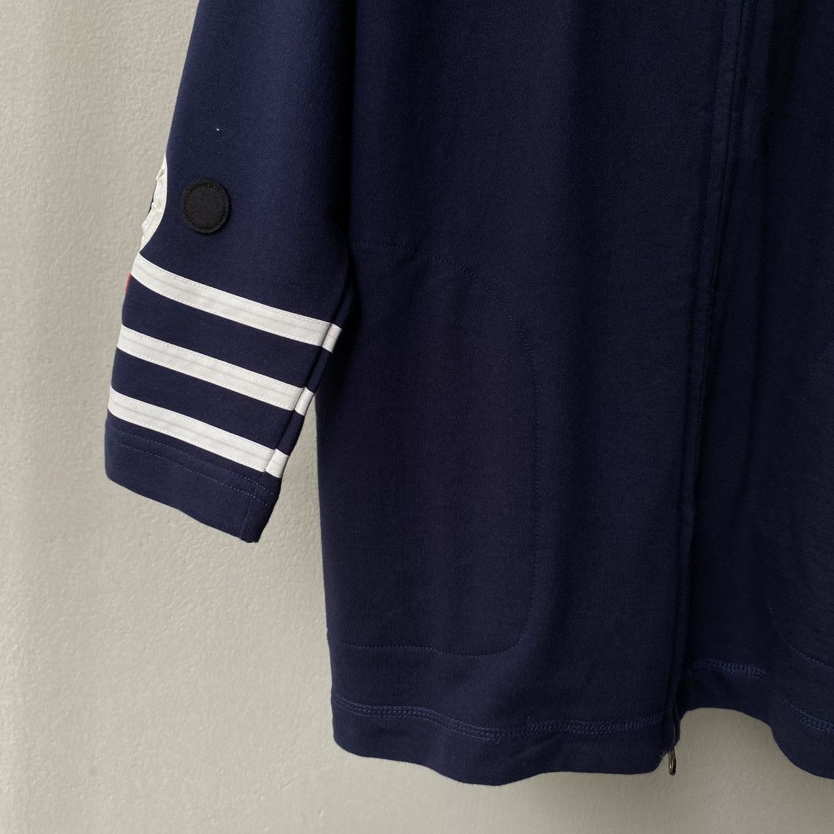 Ne-Net Ne-net Navy Zip Hoodie with Striped Sleeve Size XS / US 0-2 / IT 36-38 - 4 Thumbnail