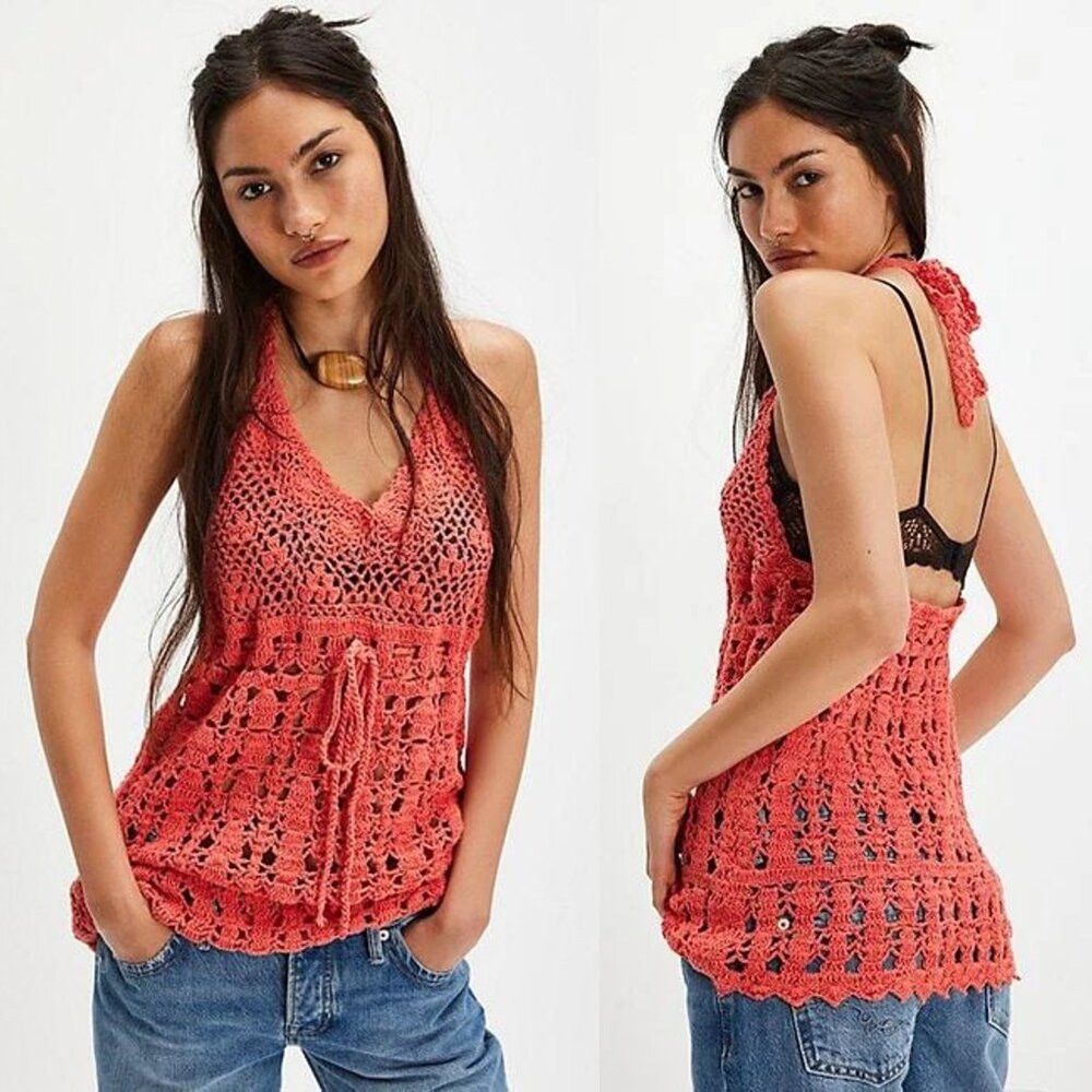 Free People NWT New $128 Free People Bayside Crochet Radiant Watermelon Size L / US 10 / IT 46 - 1 Thumbnail
