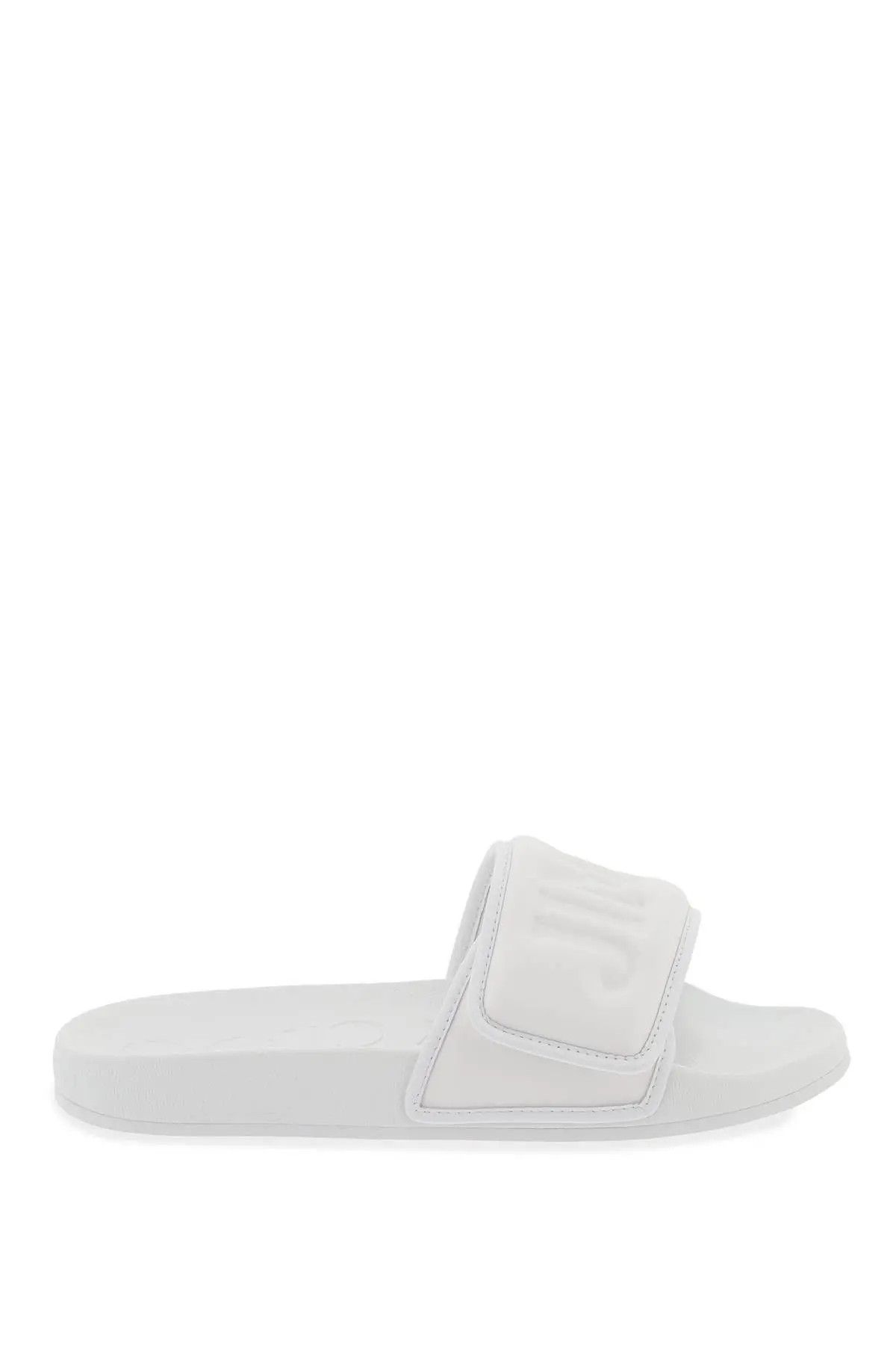 image of Jimmy Choo O1S22I1N0324 Lycra Logoed Bang Fitz Slides In White, Men's (Size 12)
