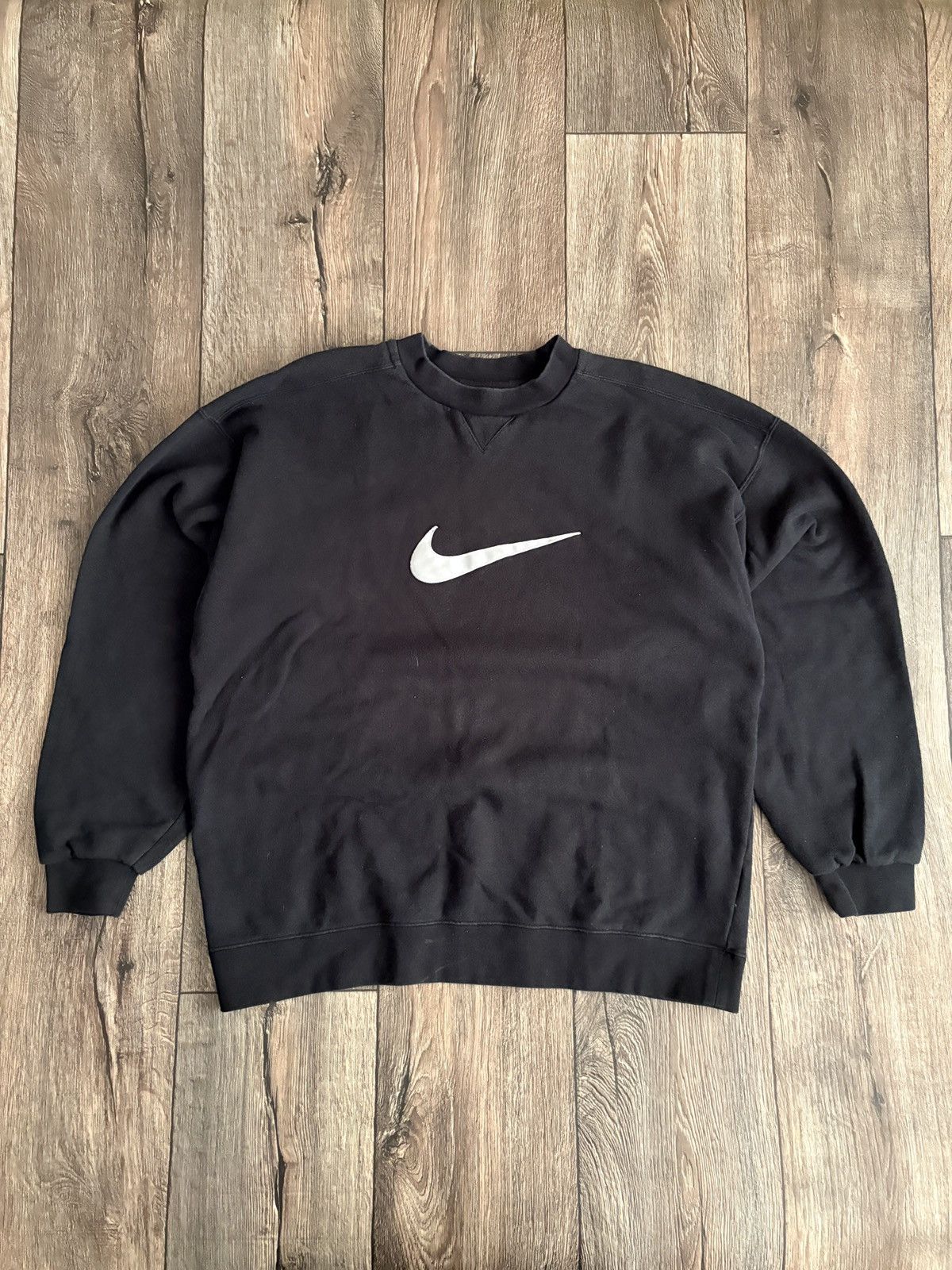 Nike NIKE Vintage Sweatshirt Big Swoosh Centre Logo Black Men's Size US XL / EU 56 / 4 - 1 Thumbnail