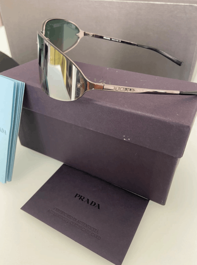 Prada PRADA Sunglasses Rimless Sport Metal Frame Shield Wrap Size ONE SIZE - 3 Thumbnail