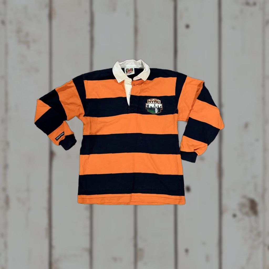 Barbarian VINTAGE Barbarian New York Rugby Club NYRC Polo Long Sleeve Size S Regular Men Orange/Blue Rugby School Canada Made Size US S / EU 44-46 / 1 - 1 Thumbnail