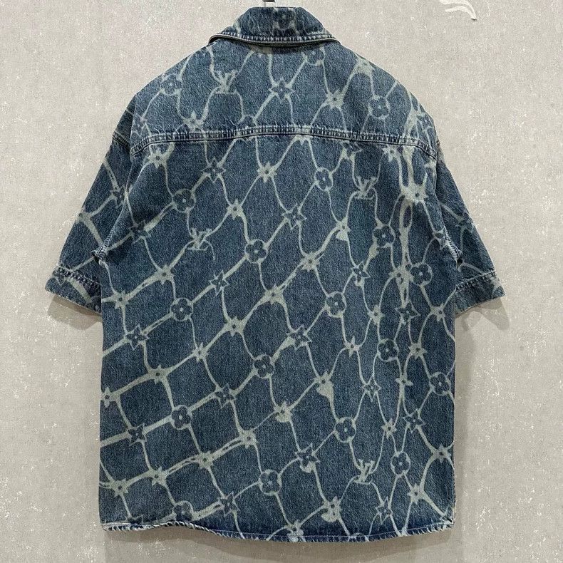 Louis Vuitton Louis Vuitton Old-print plaid denim short-sleeve shirt Size US XL / EU 56 / 4 - 2 Thumbnail