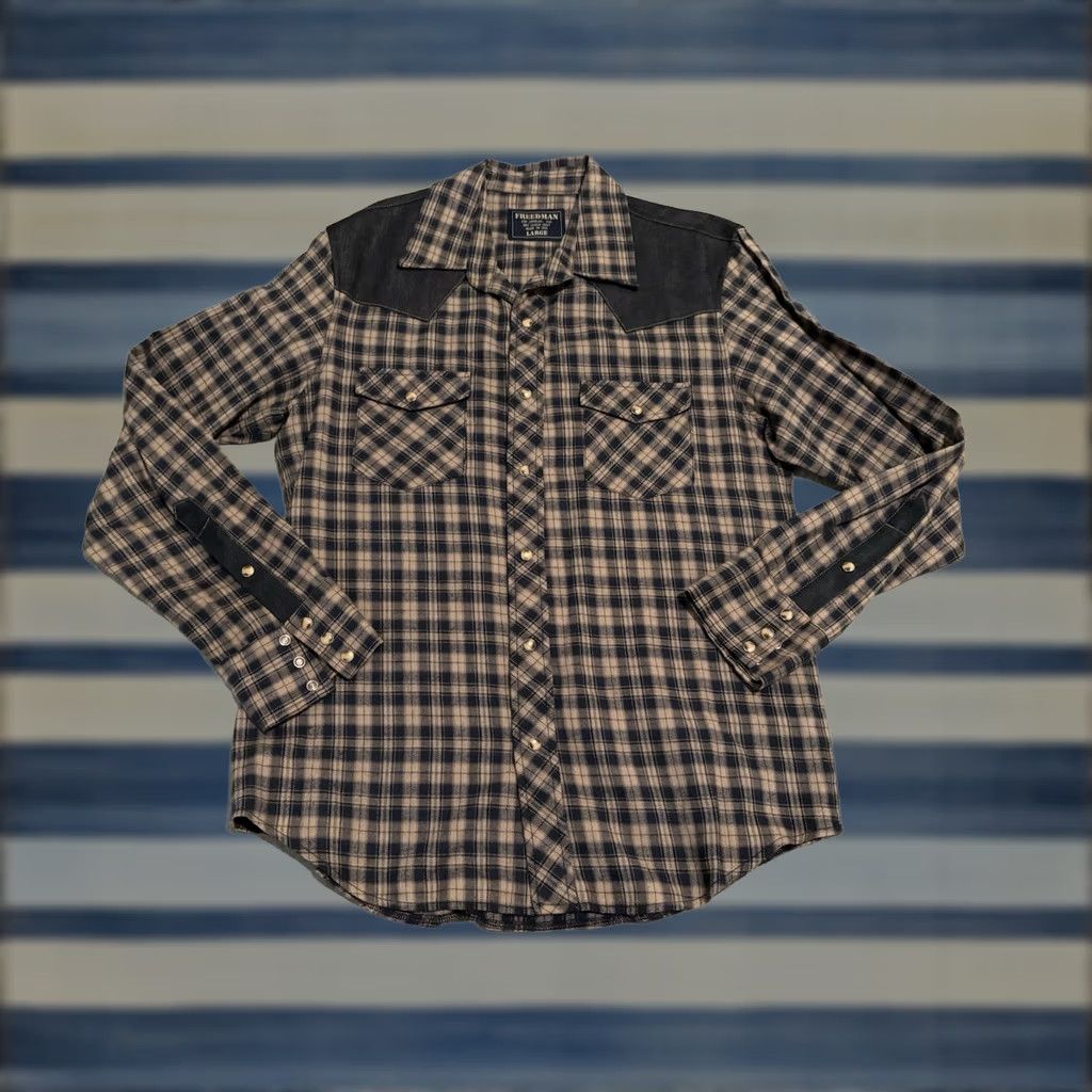 Vintage VINTAGE Freedman Los Angeles Plaid Western Pearl Snap Shirt Made in USA Mens Large Brown Long Sleeve Cotton USA Western Mens L Snap Pearl Snap Shirt Size US L / EU 52-54 / 3 - 1 Thumbnail