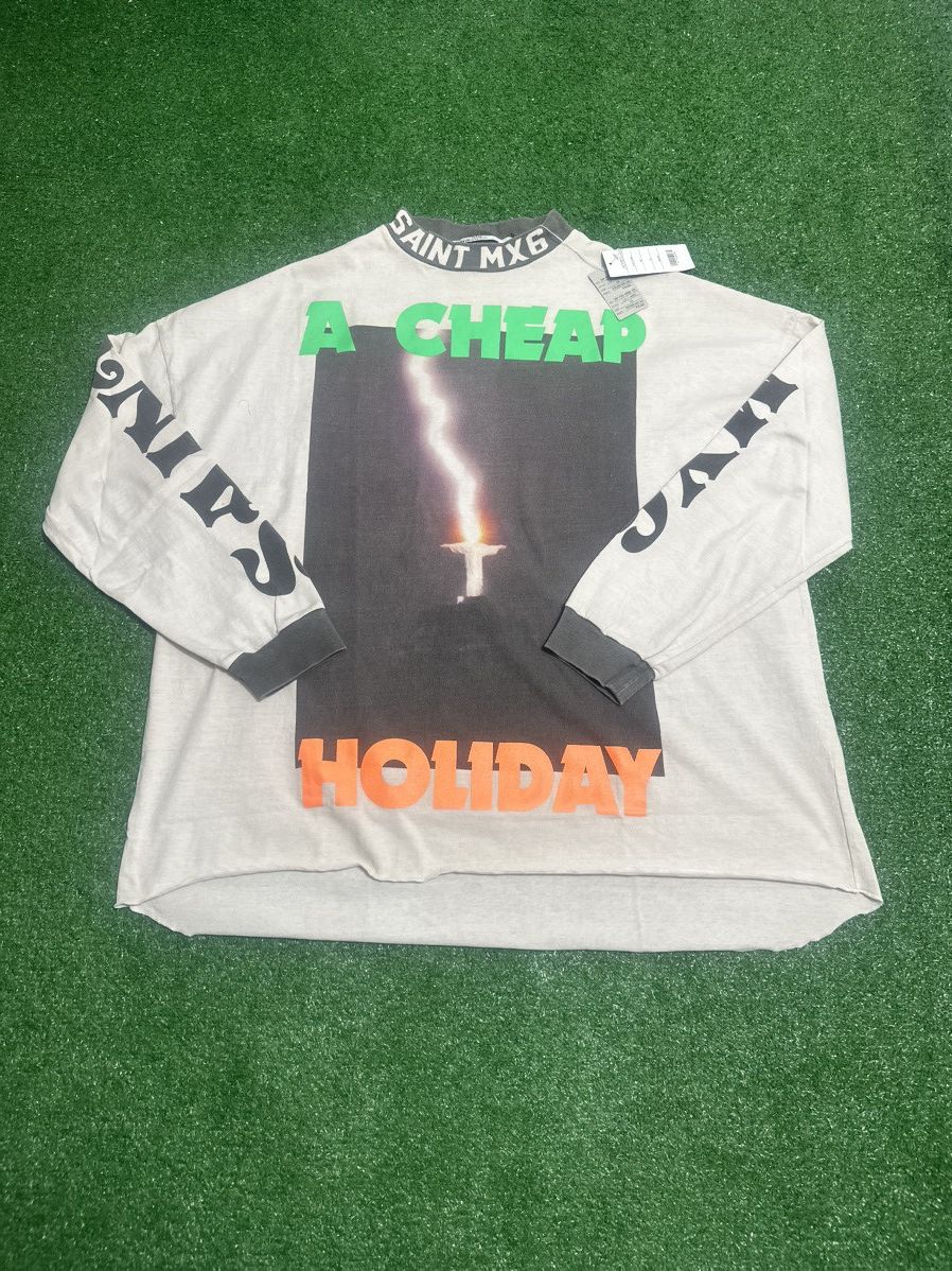 image of Saint Michael A Cheap Holiday Tee in Cream, Men's (Size Large)