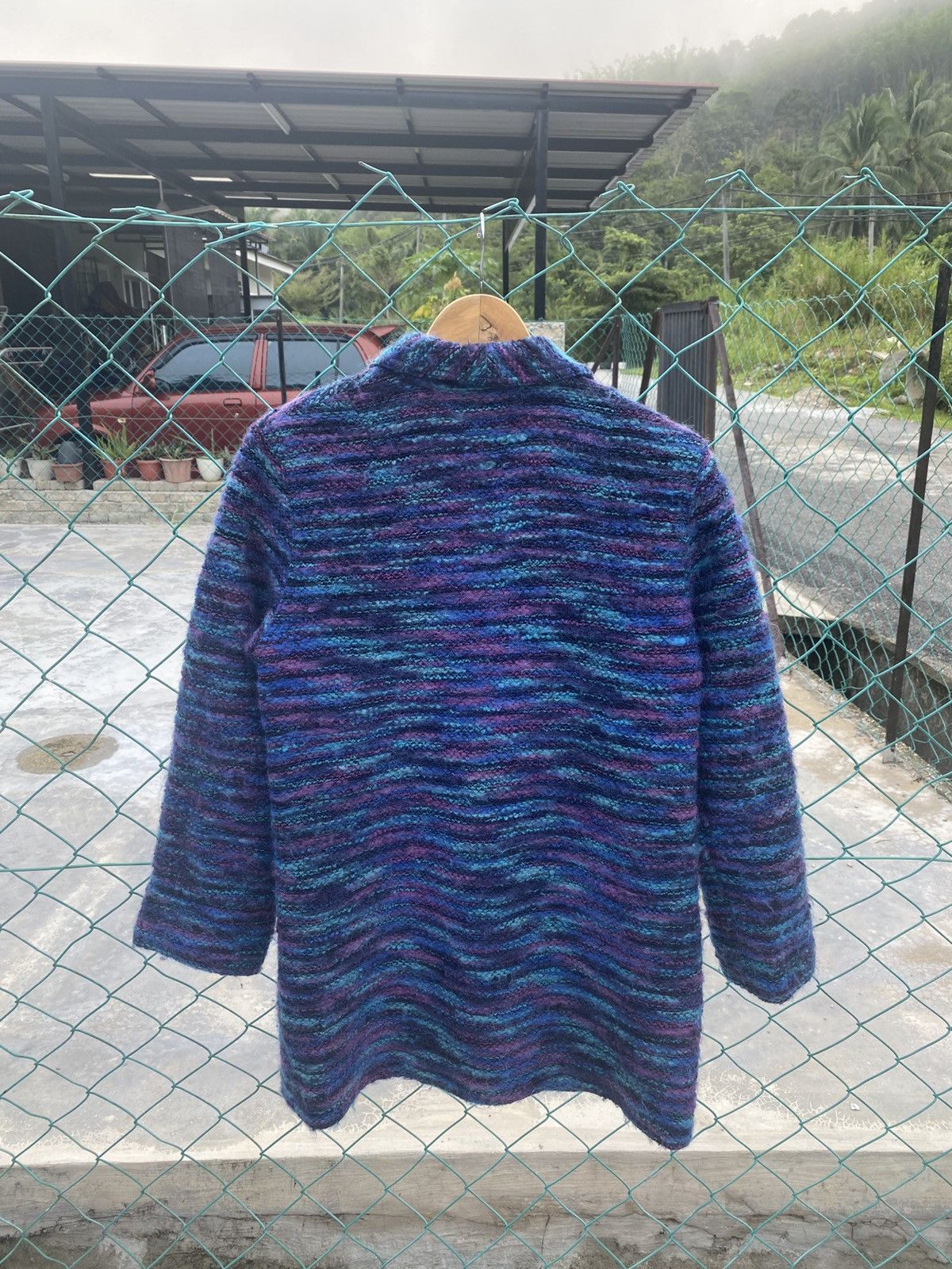 Japanese Brand × Vintage Vintage 80’s Moto tokyo aubergine mohair cardigan Size L / US 10 / IT 46 - 2 Thumbnail