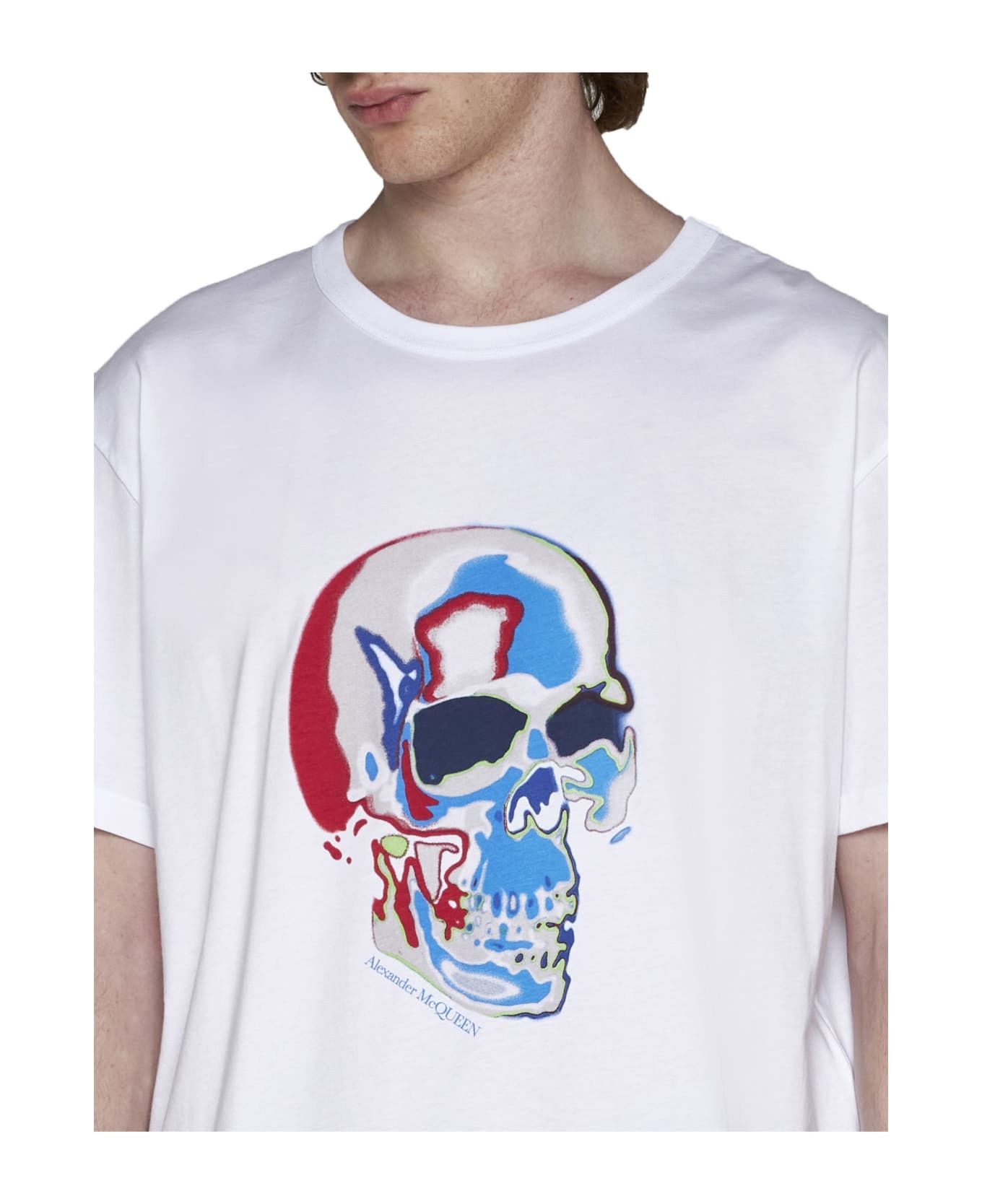 Alexander McQueen o1w1db10725 Solarised Skull T-Shirt in White Size US L / EU 52-54 / 3 - 3 Thumbnail
