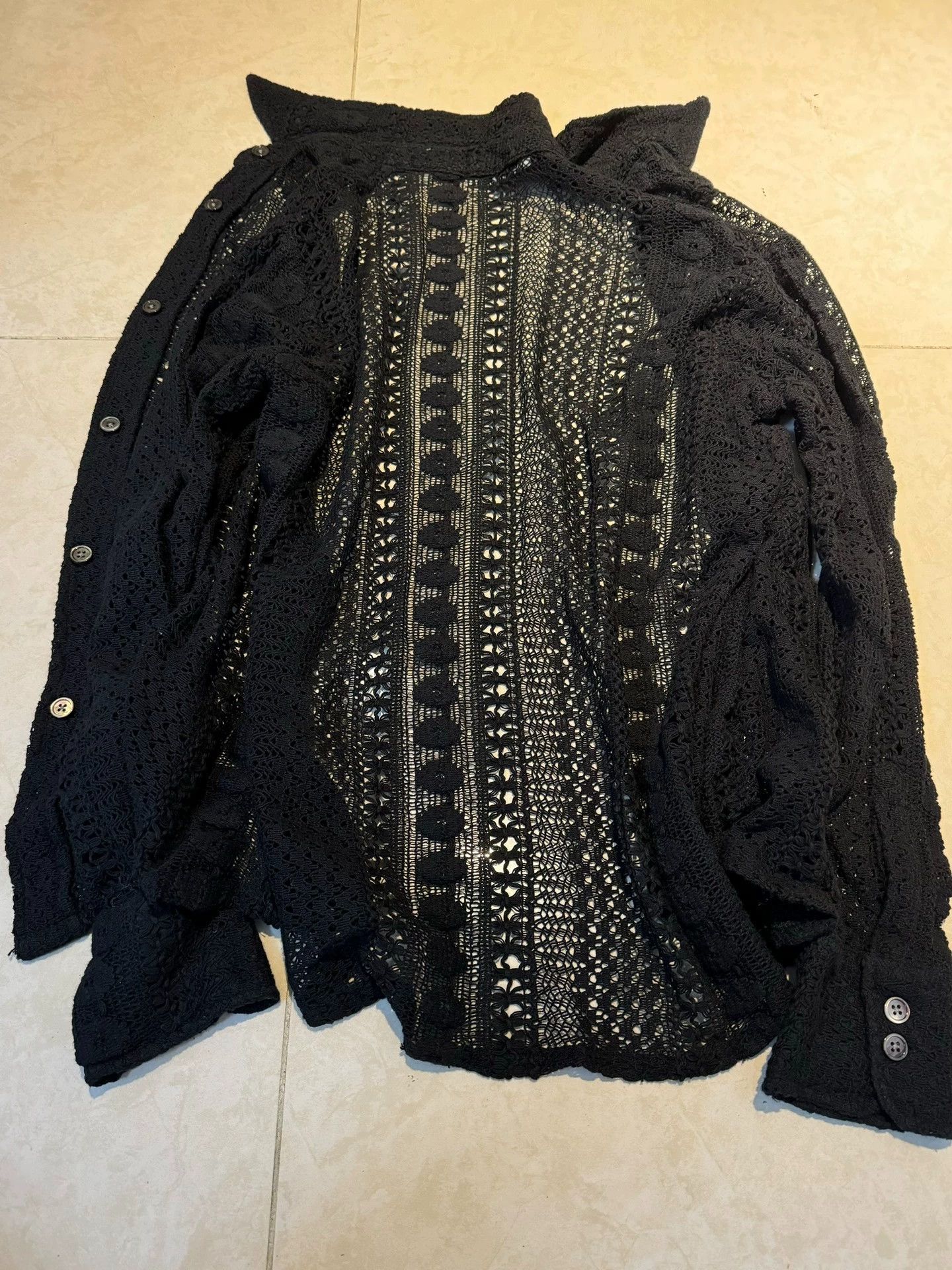 Our Legacy Our Legacy Women's Black Openwork Lace Shirt Size XXS / US 00 / IT 34 - 3 Thumbnail