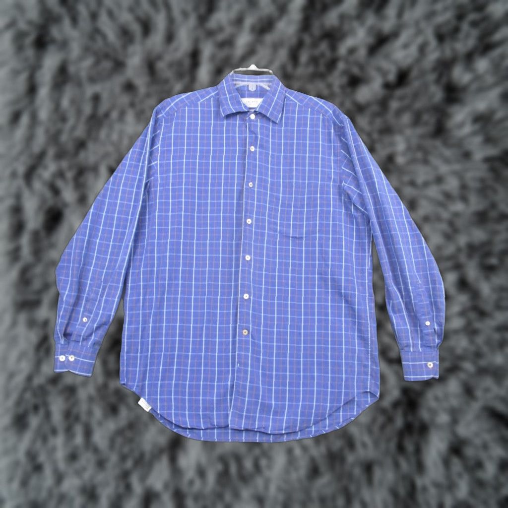 Vintage Island Place des Victoires Shirt Mens 41 Blue Plaid Button Down Made in Italy Size US L / EU 52-54 / 3 - 1 Thumbnail