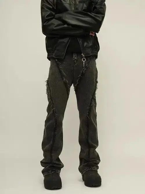 VIBE Retro distressed patchwork raw edge bootcut jeans Size US 32 / EU 48 - 3 Thumbnail