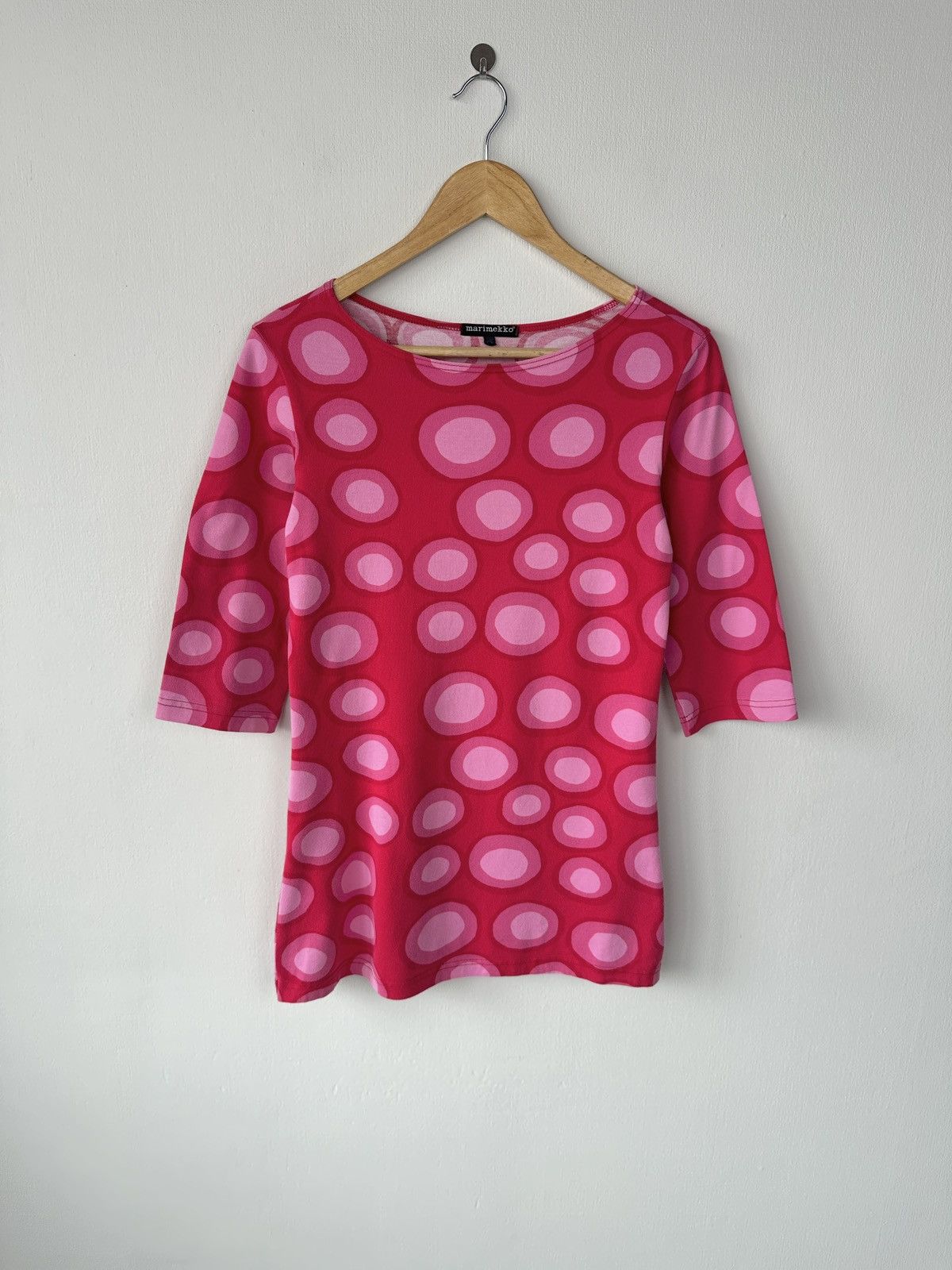 Marimekko MARIMEKKO Pink & Red Dot Cotton Jersey Top 3/4 Sleeve Size XS / US 0-2 / IT 36-38 - 1 Thumbnail