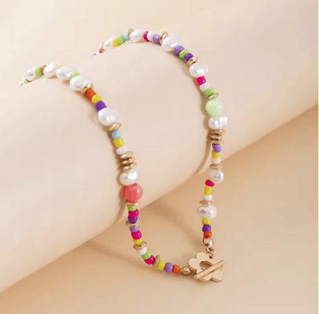 Jewelry Colorful Seed Beads Chain Choker Flowers Necklace Size ONE SIZE - 3 Thumbnail