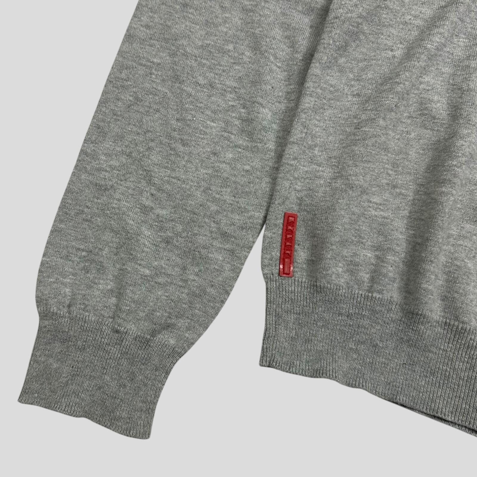 Prada Prada Sport 2008 Red Logo Rib Detail V-neck Knit Jumper - M Size US M / EU 48-50 / 2 - 2 Thumbnail