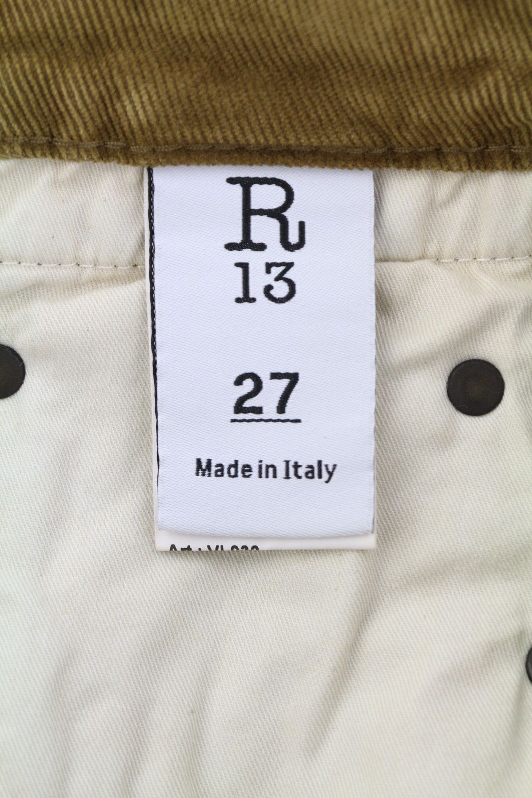 R13 BOY STRAIGHT 27 Golden Brown Stretch Cord Zip FW25 86844 Size 27" / US 4 / IT 40 - 8 Thumbnail