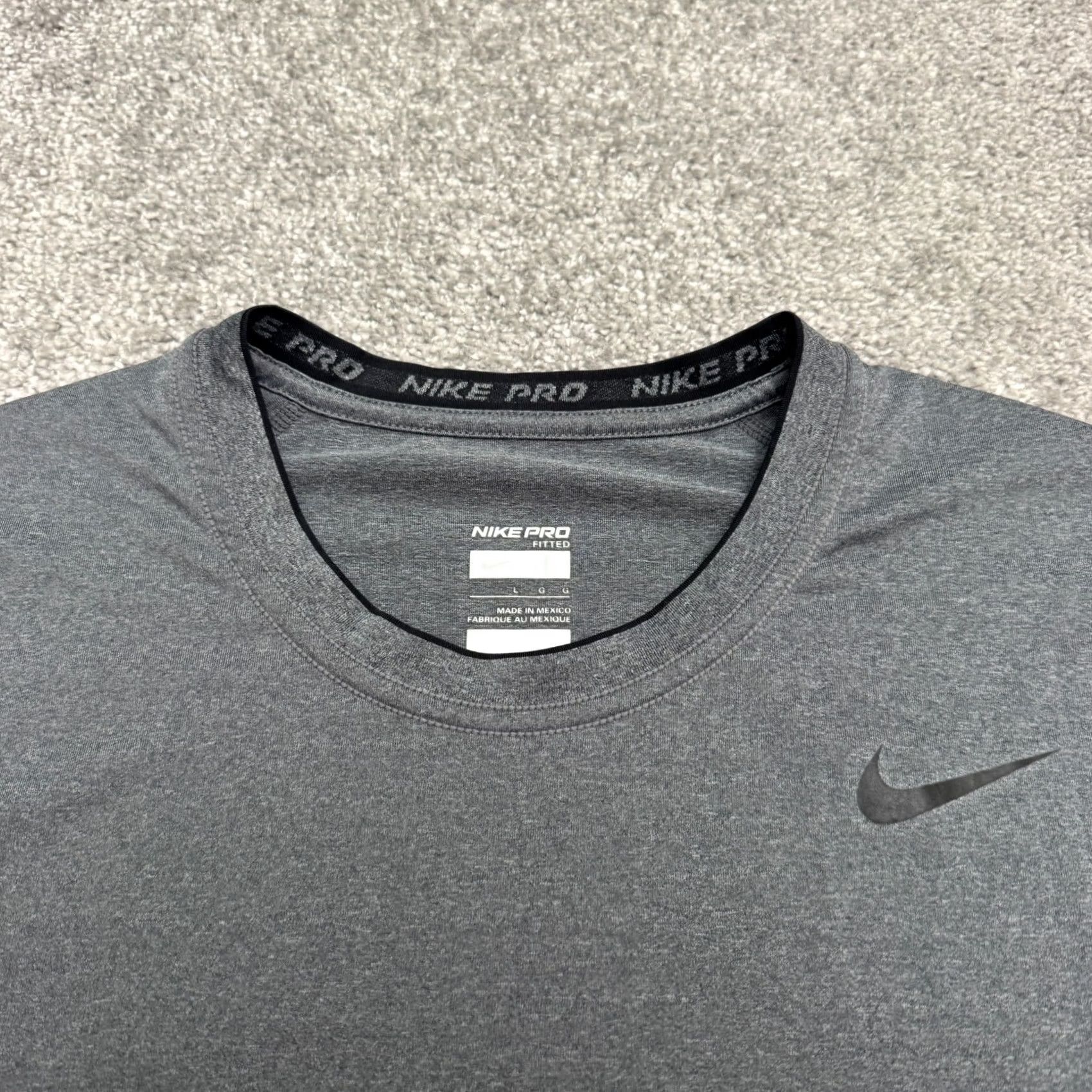 Nike Nike Pro Fitted Performance Active Long Sleeve T-Shirt Mens Large Gray Crew Tee Size US L / EU 52-54 / 3 - 3 Thumbnail
