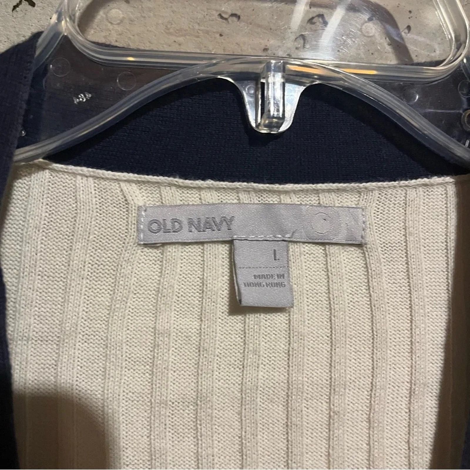 Old Navy Old Navy Size L Beige Navy Grandpa Sweater Long Cardigan Size L / US 10 / IT 46 - 3 Thumbnail