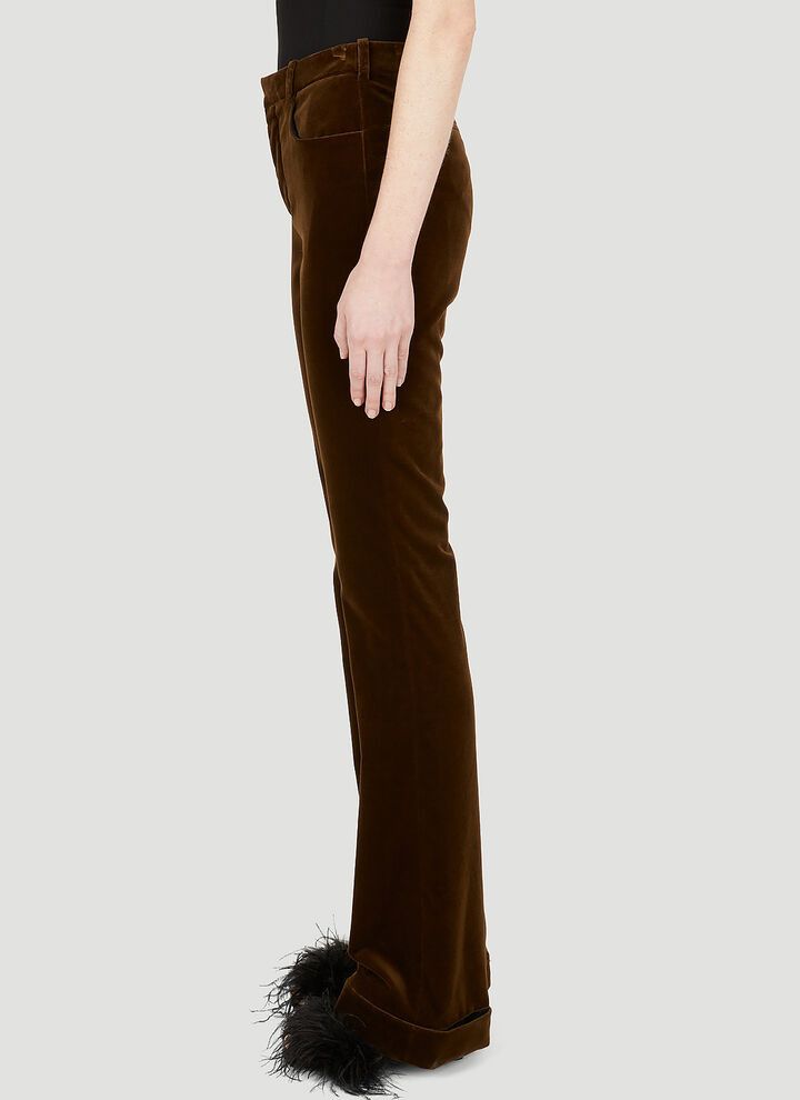 Saint Laurent Paris o1s1wg111024 Flared Pants in Velvet in Brown Size 28" / US 6 / IT 42 - 3 Thumbnail