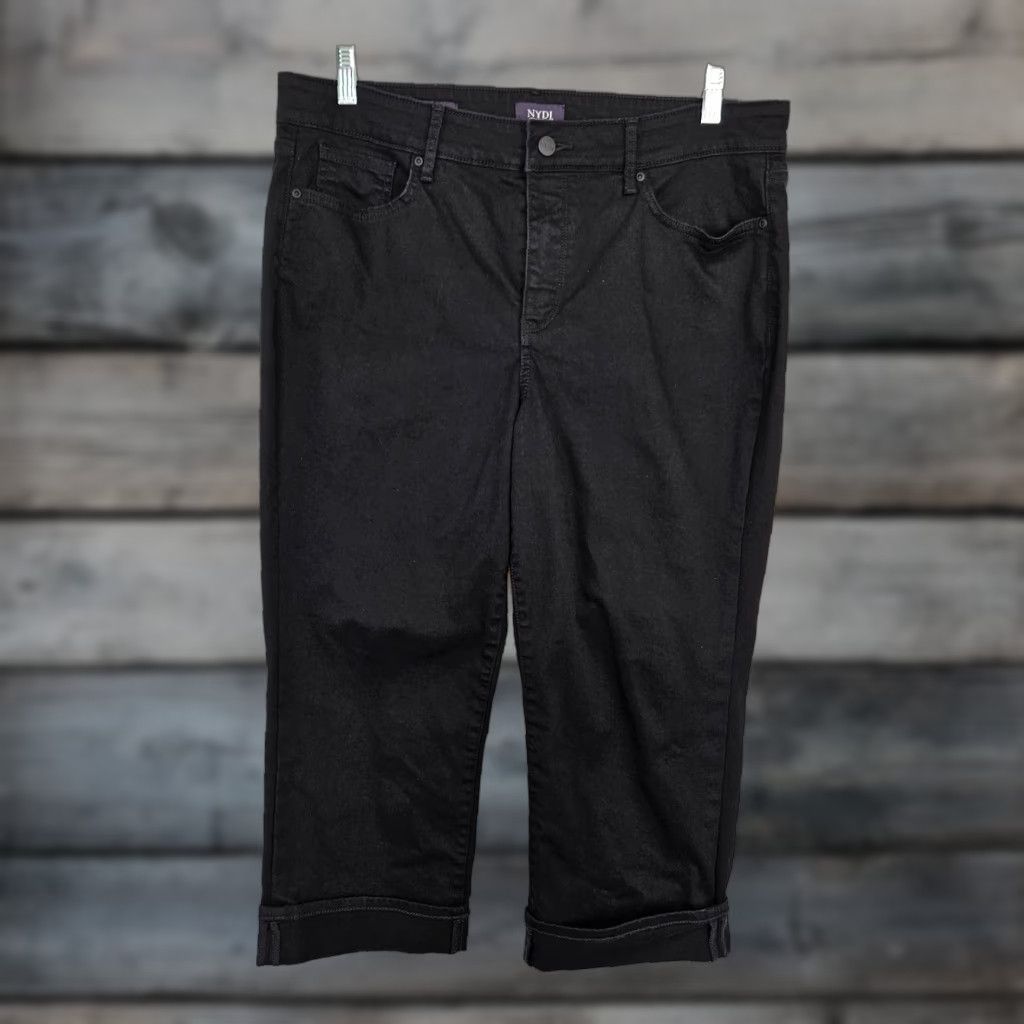 NYDJ VINTAGE NYDJ Womens Marilyn Straight Cropped Jeans Sz 14 Black High Rise Size 36" / US 14 / IT 50 - 1 Thumbnail