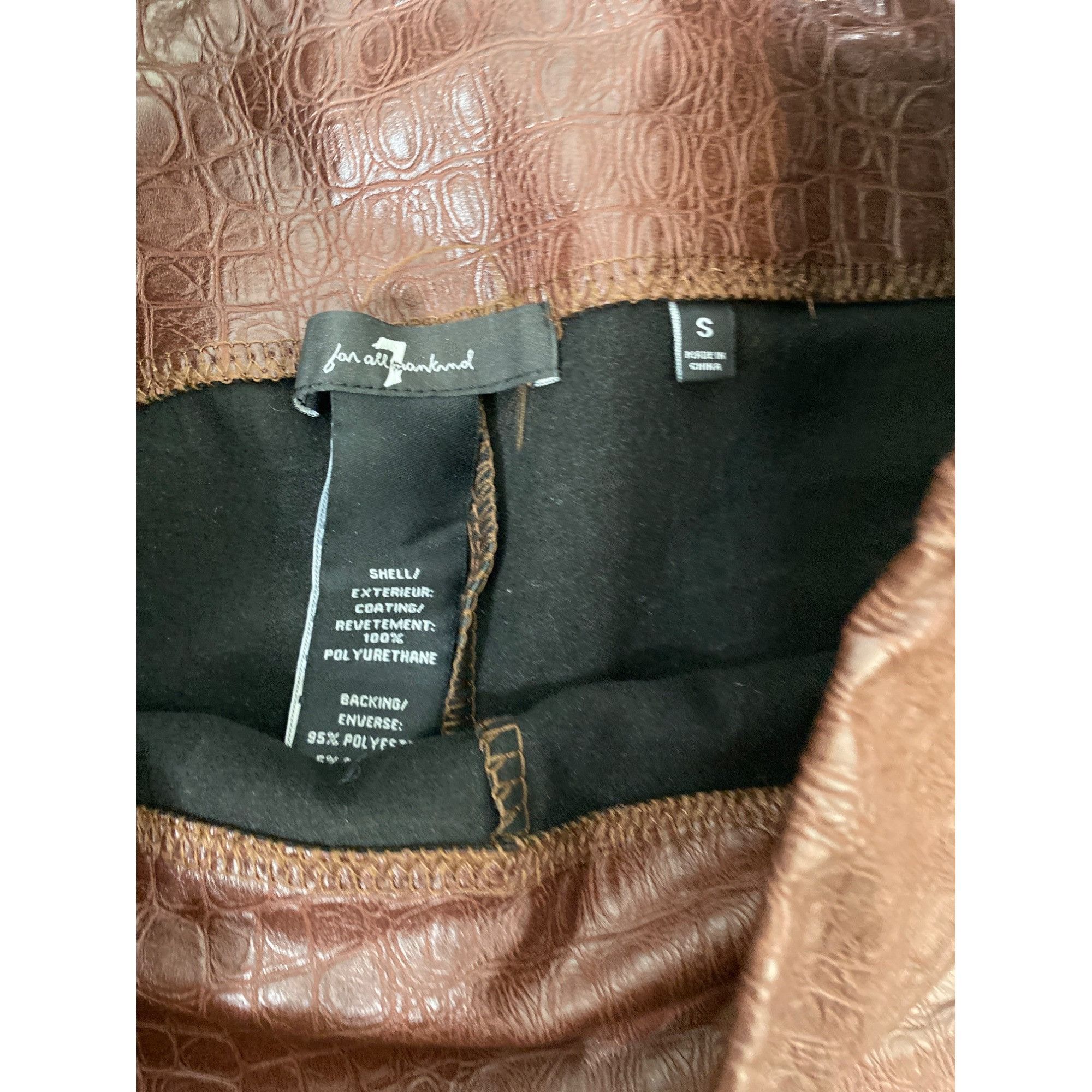 7 For All Mankind 7 FOR ALL MANKIND WOMEN'S BROWN FAUX LEATHER CROC EMBOSSED L Size 29" - 5 Thumbnail