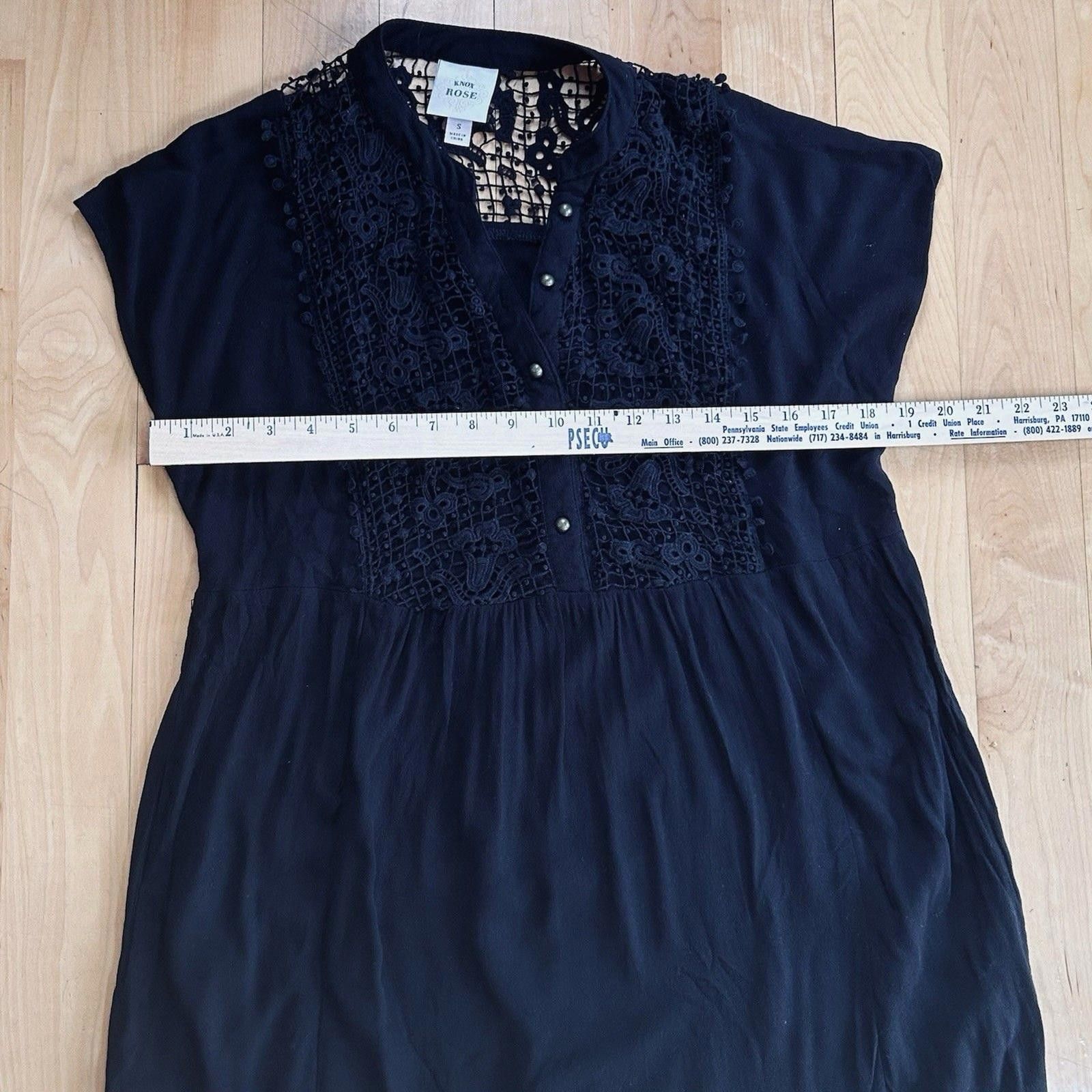 Other Knox Rose Black Lace Embroidered Cotton Babydoll Dress Boho Size S / US 4 / IT 40 - 5 Thumbnail
