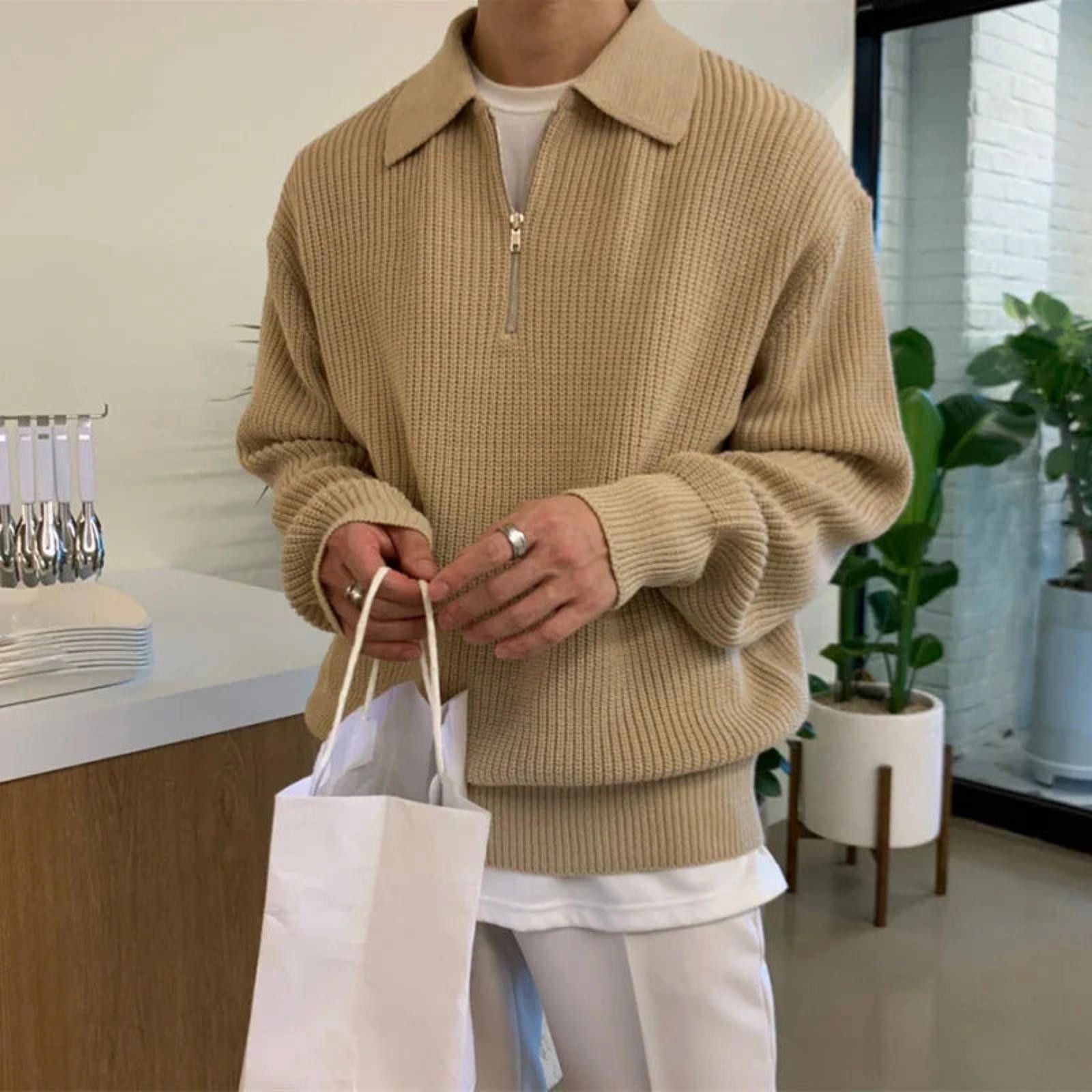 Vintage 1/4 Zip Rib Sweater Size US M / EU 48-50 / 2 - 3 Thumbnail