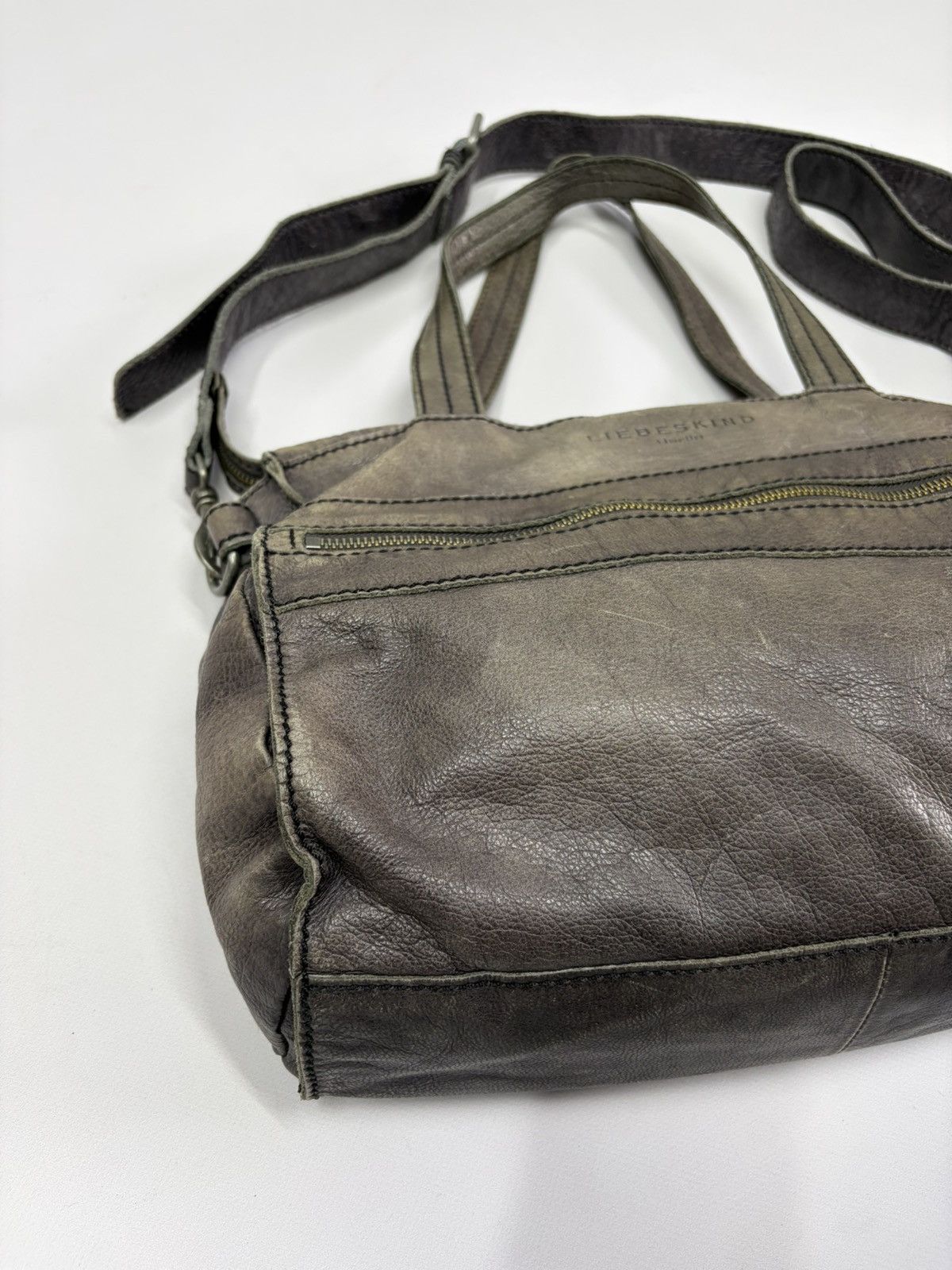 KMRii Oversized Artisan Gray Leather Shoulder Bag Rick Owens Vibe Size ONE SIZE - 9 Thumbnail