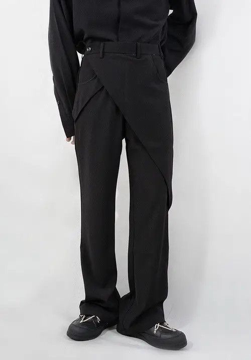 VIBE 💎Retro Pleated Flared Assymetrical Wrap Pants Trousers Y2K Size US 32 / EU 48 - 2 Thumbnail