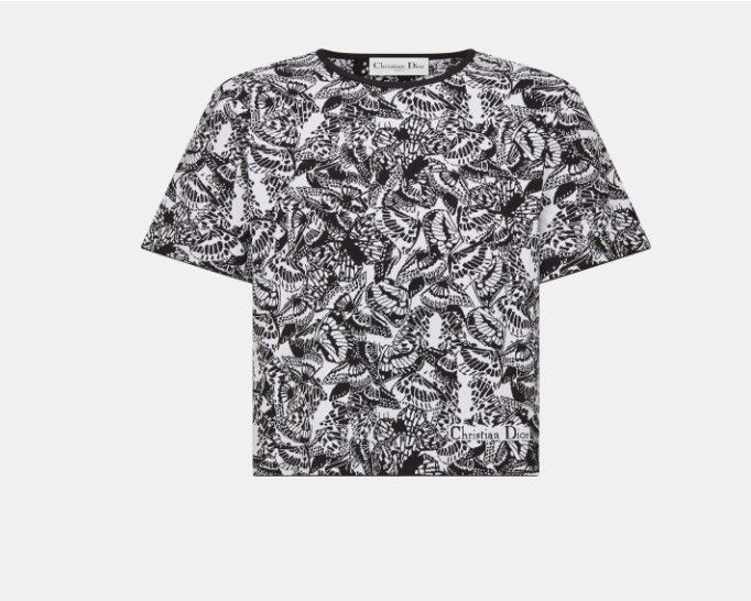 Dior o1w1db10225 414S36 Short-Sleeved Top in Black & White Size L / US 10 / IT 46 - 1 Thumbnail