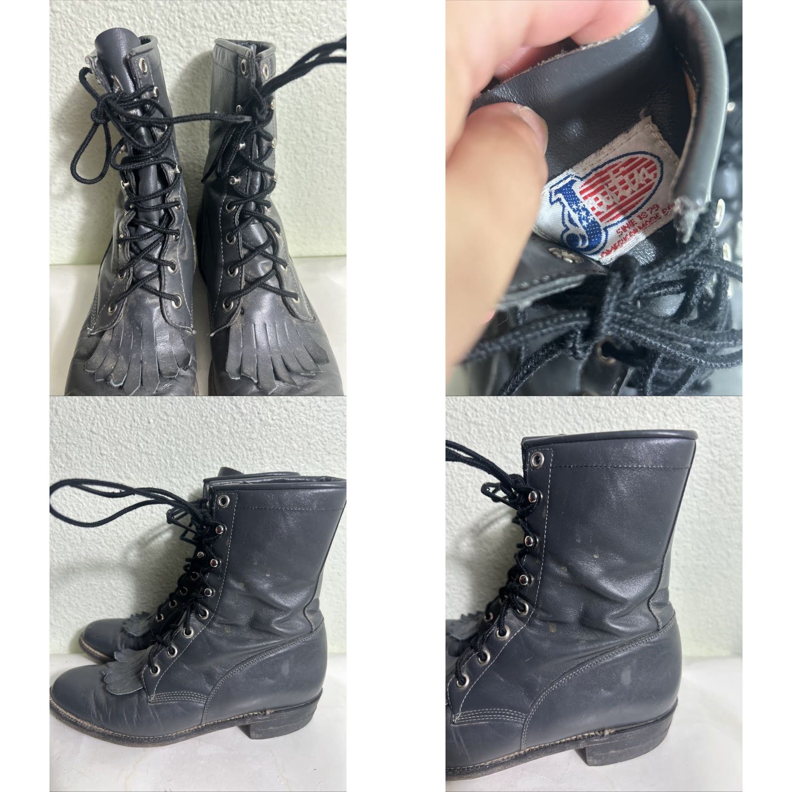 Justin Boots VINTAGE Justin Boots Western Shoes Women Gray Leather Lacer Up Boots 7 B Size US 7 / IT 37 - 8 Thumbnail