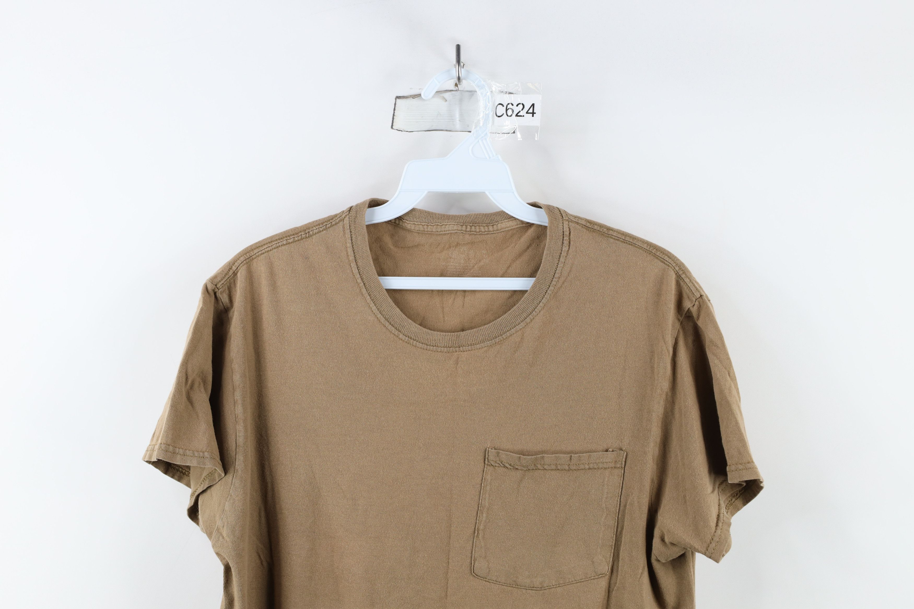 Vintage Vintage Y2K Streetwear Blank Pocket T-Shirt Brown Cotton Size US M / EU 48-50 / 2 - 2 Thumbnail