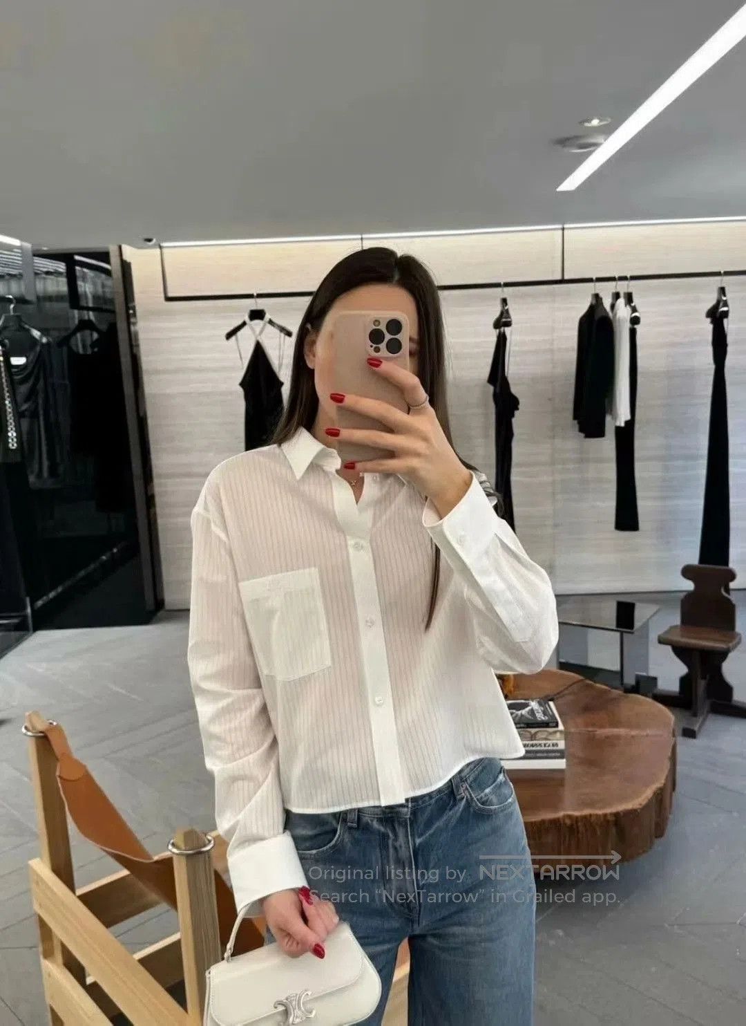 Saint Laurent Paris Celine White Striped Long. Size S / US 4 / IT 40 - 6 Thumbnail