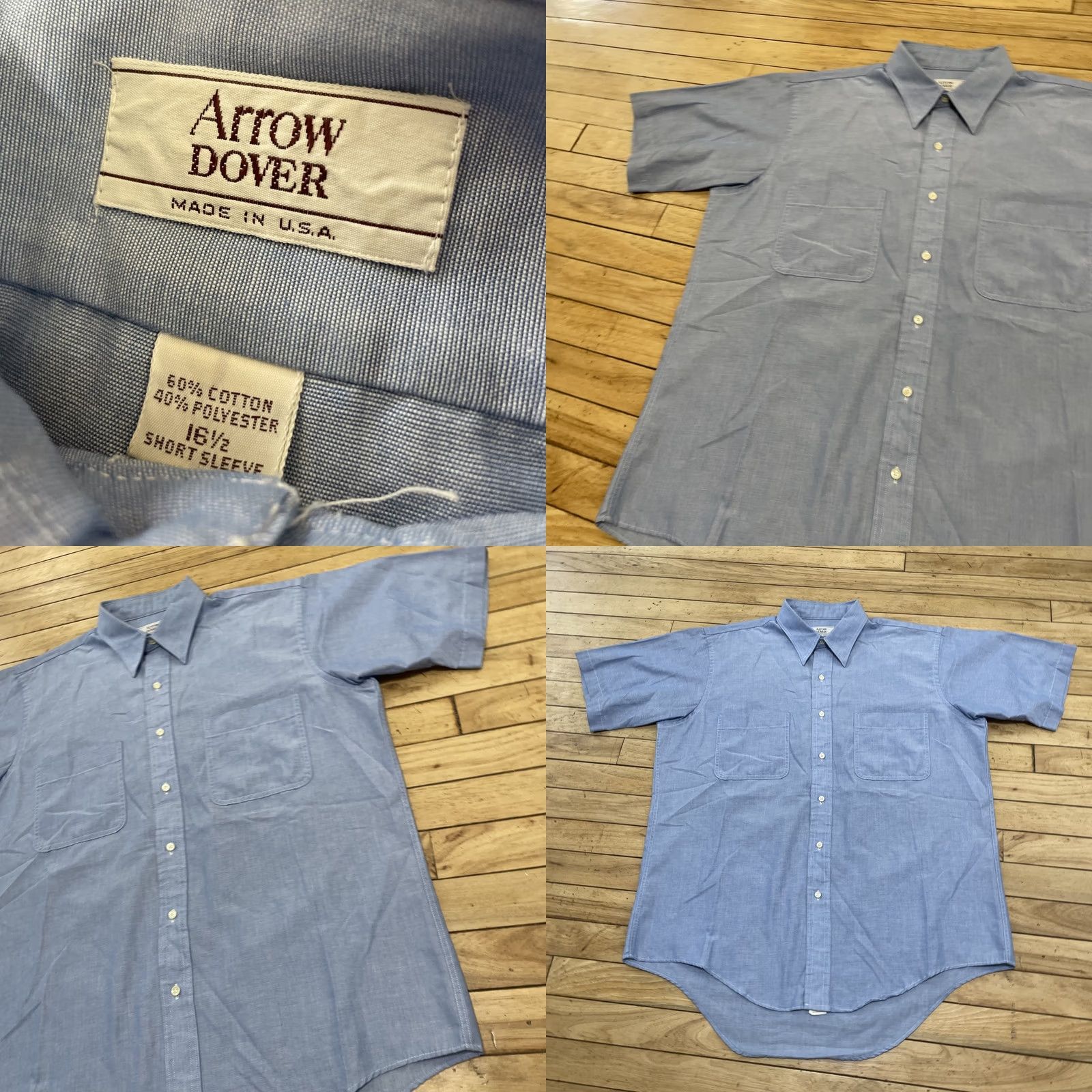 Arrow VINTAGE Arrow Dover Shirt Men 16 Tall Blue Button-Down Short Sleeve USA Made Striped 90s Oxford Casual Size US L / EU 52-54 / 3 - 10 Thumbnail