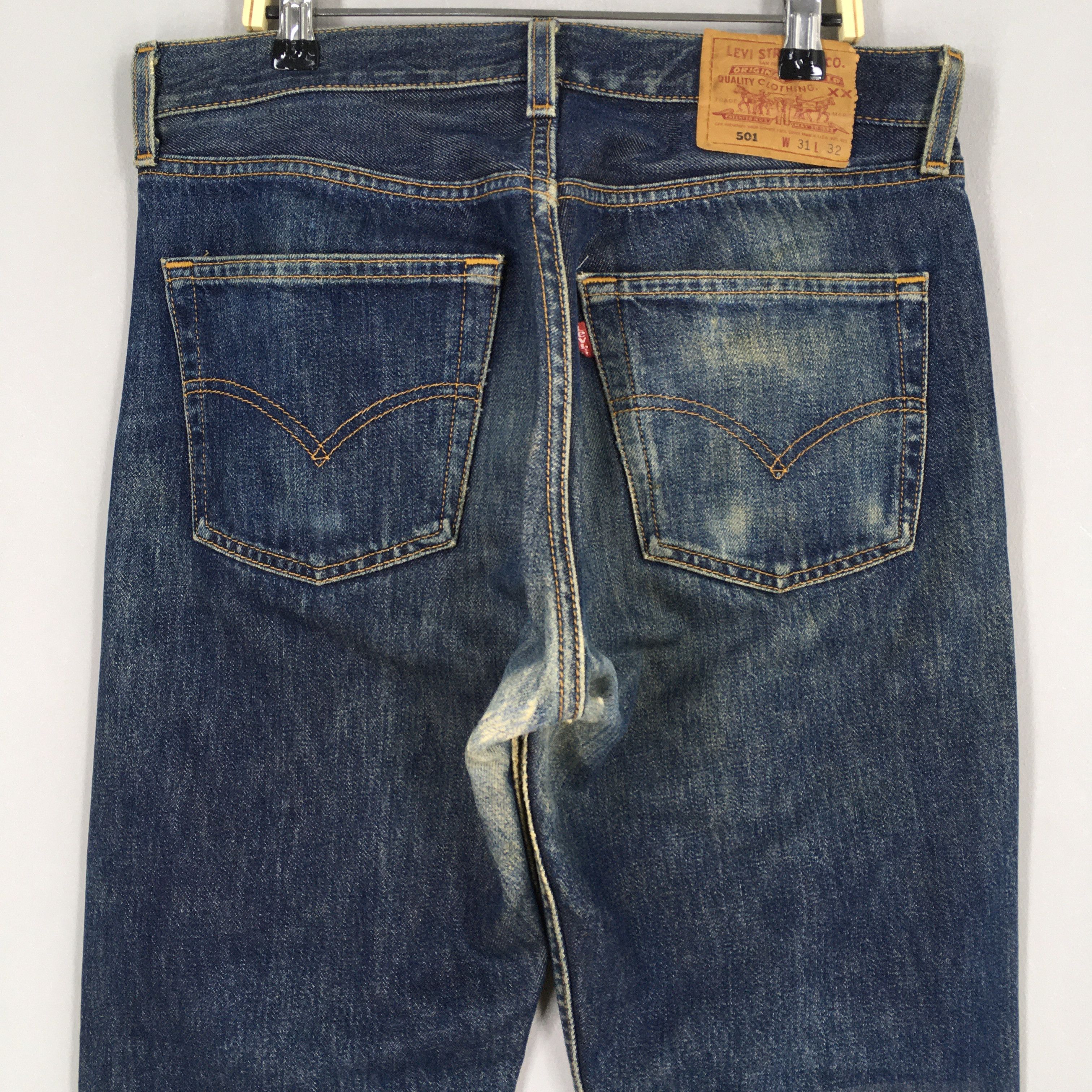 Levi's Size 31x29 Vintage 90s Levi's 501 Faded Blue Jeans S1072 Size US 31 - 9 Thumbnail