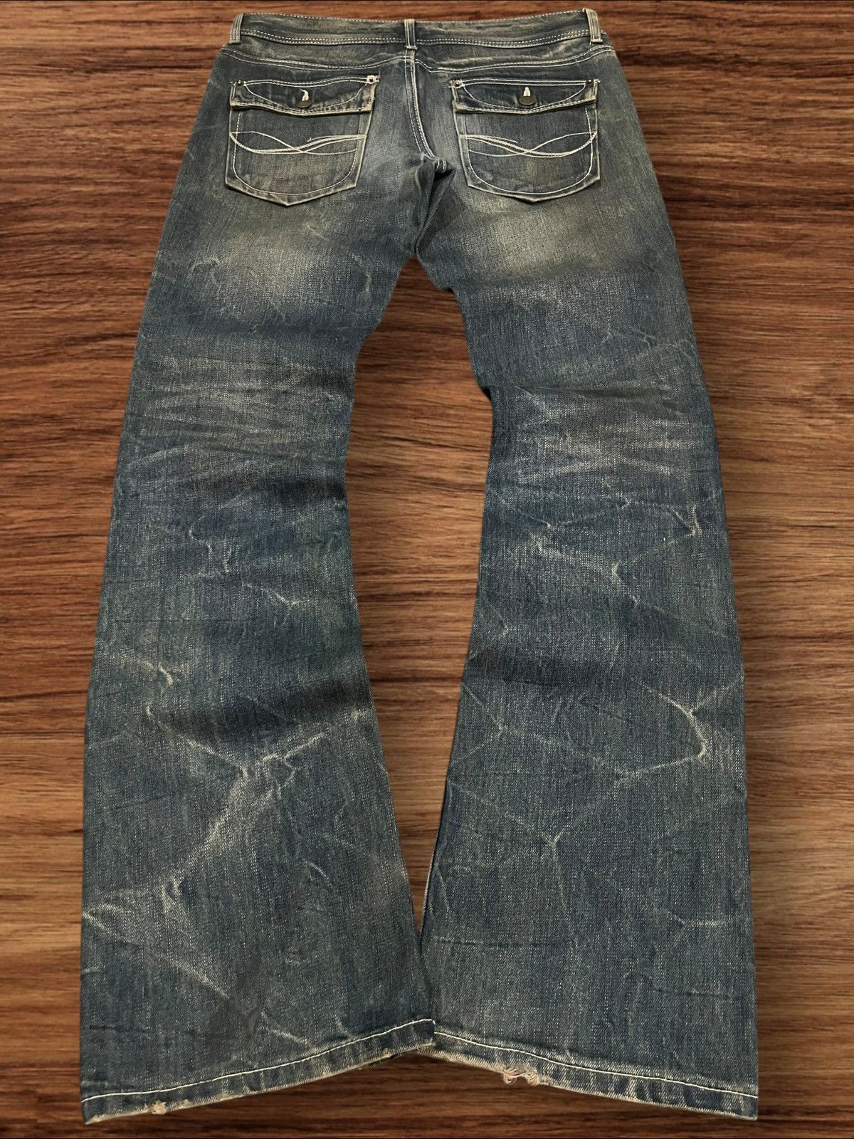If Six Was Nine Vintage Japanese Brand Cavaria Distressed Whisker Flare Jean Size US 30 / EU 46 - 3 Thumbnail