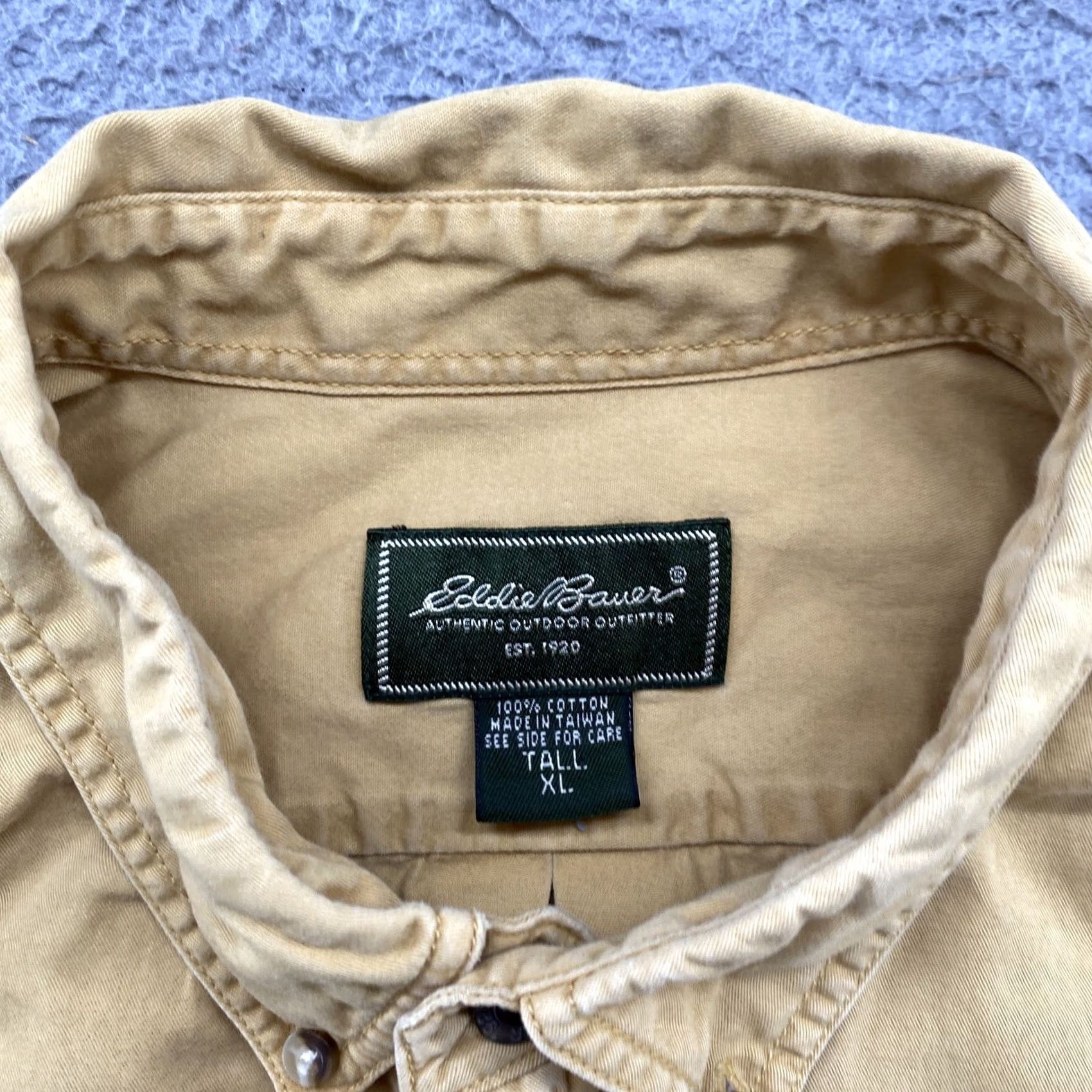 Eddie Bauer Eddie Bauer Button-Up Shirt Long Sleeve Mustard Yellow XL Tall Men's Collared Button-Up Shirt 90s Outdoor Pockets Size US XL / EU 56 / 4 - 3 Thumbnail
