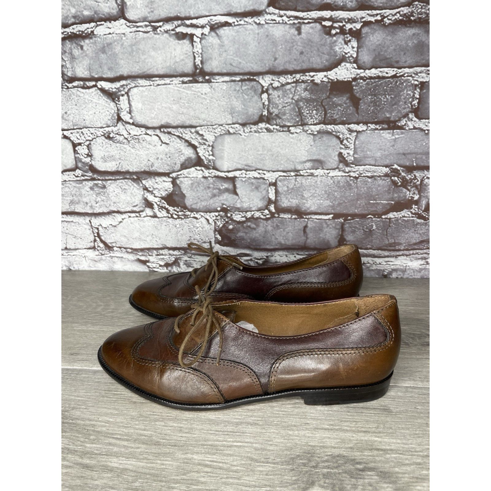 Bass G.H. Bass Tailored Brown Leather Wingtip Lace Oxfords Shoes Size US 7.5 / IT 37.5 - 12 Thumbnail