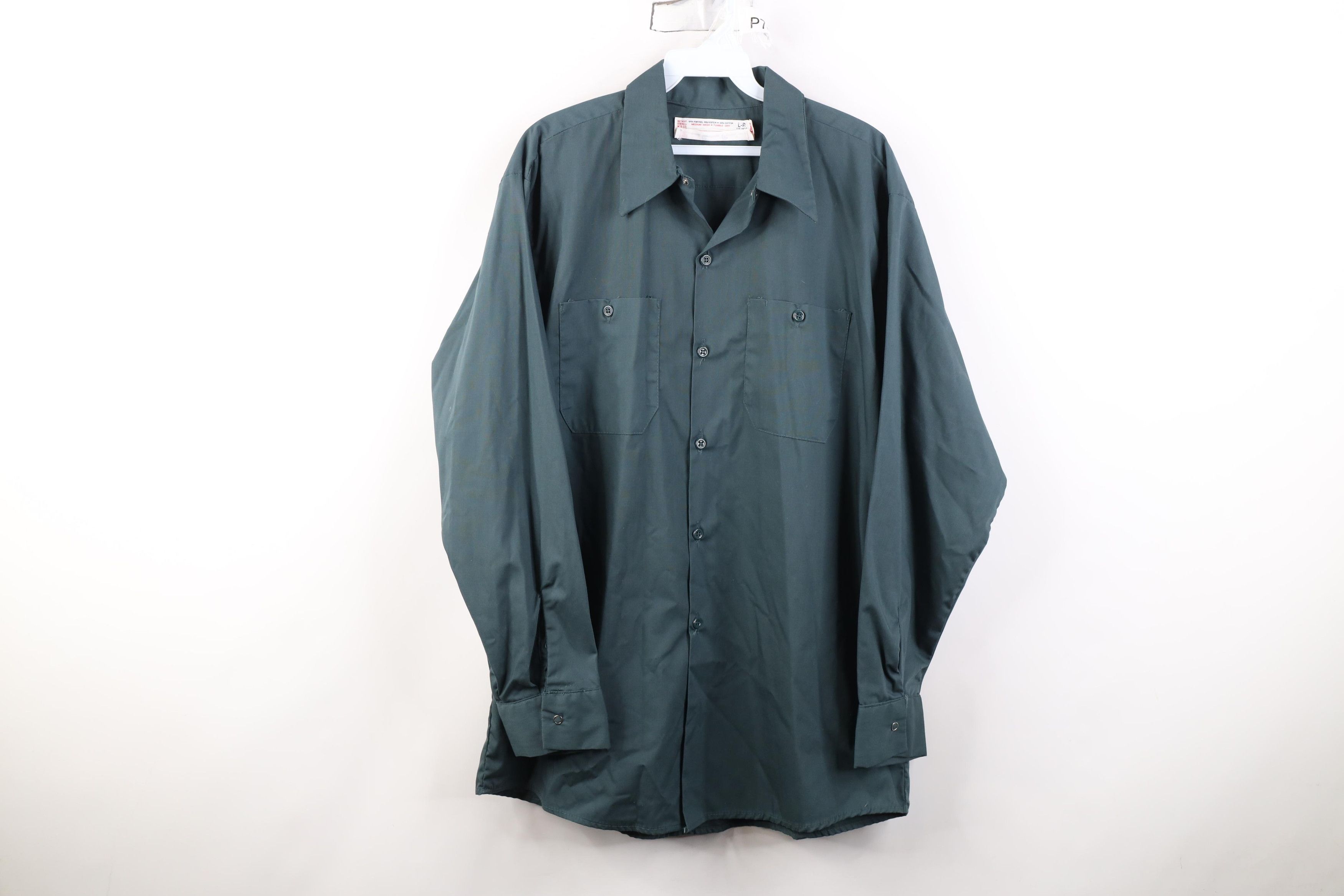 Vintage Vintage 60s 70s Workwear Mechanic Button Shirt Green USA Size US L / EU 52-54 / 3 - 1 Thumbnail
