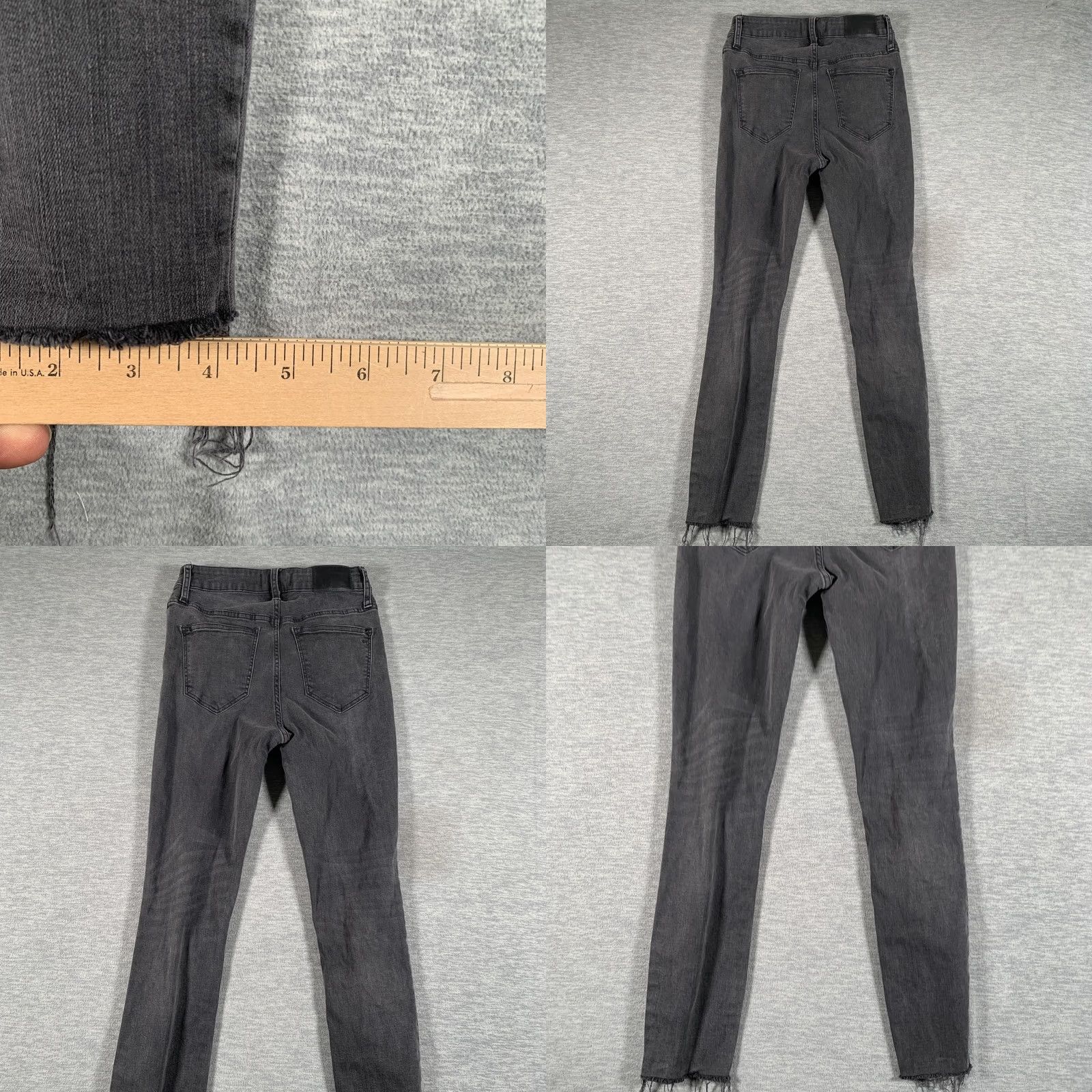 Madewell VINTAGE Madewell Jeans Womens 26 Gray Curvy High Rise Skinny Distressed Raw Hem Denim Size 26" / US 2 / IT 38 - 9 Thumbnail
