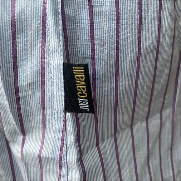 Just Cavalli Just Cavalli Pinstriped Hidden Button Shirt Made in Italy Size US L / EU 52-54 / 3 - 4 Thumbnail